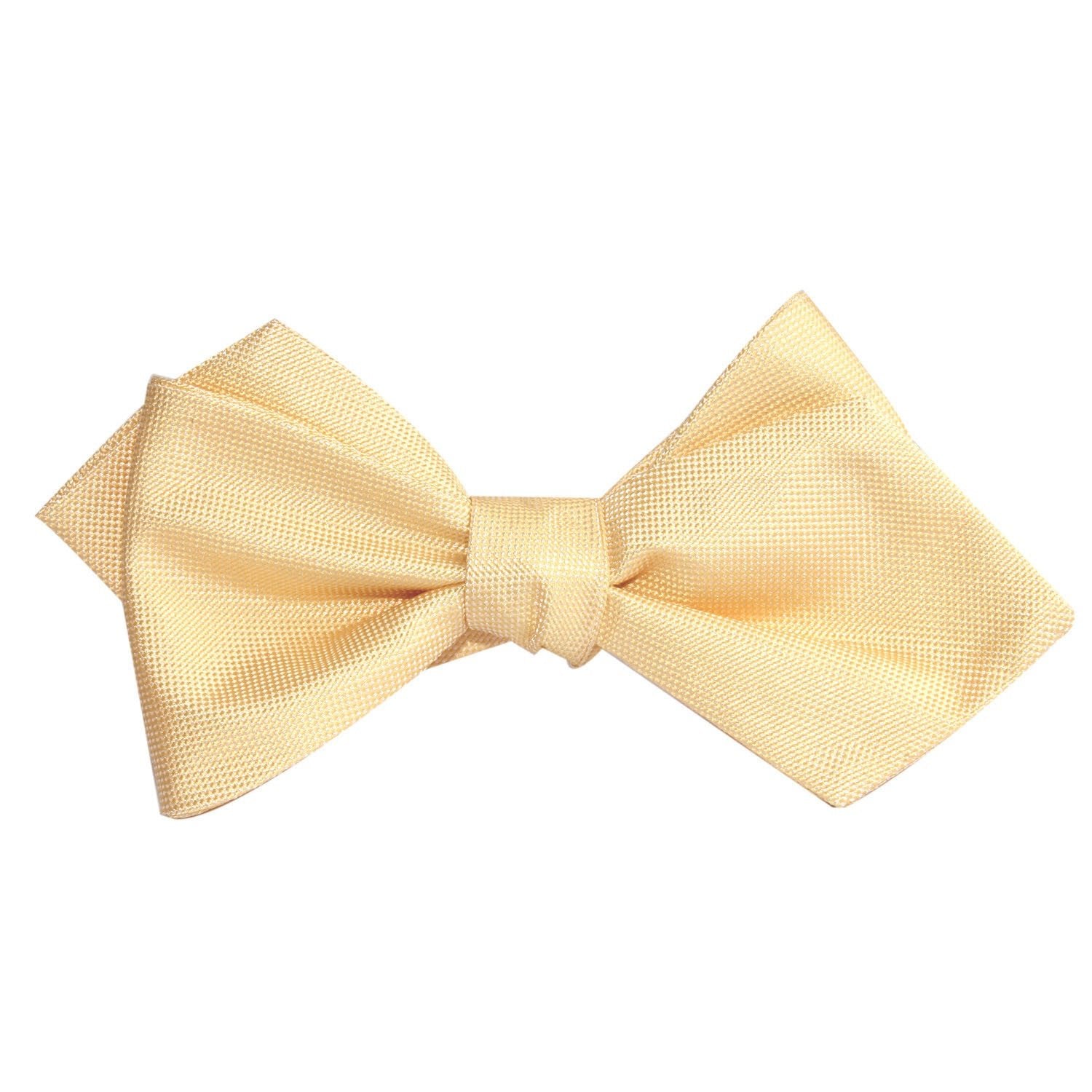 Light Yellow Self Tie Diamond Tip Bow Tie