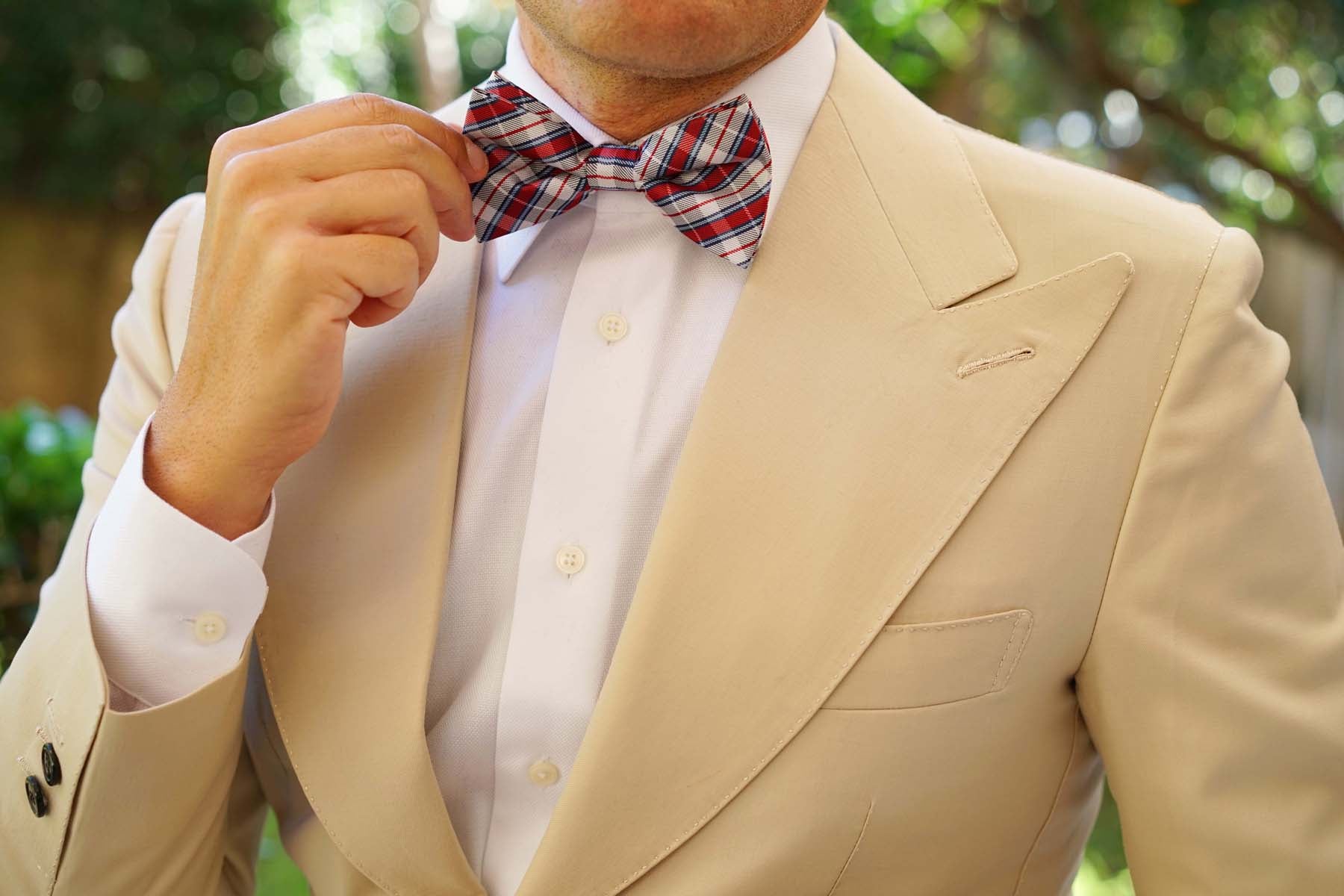 Tango Maroon with Blue Stripes Bow Tie