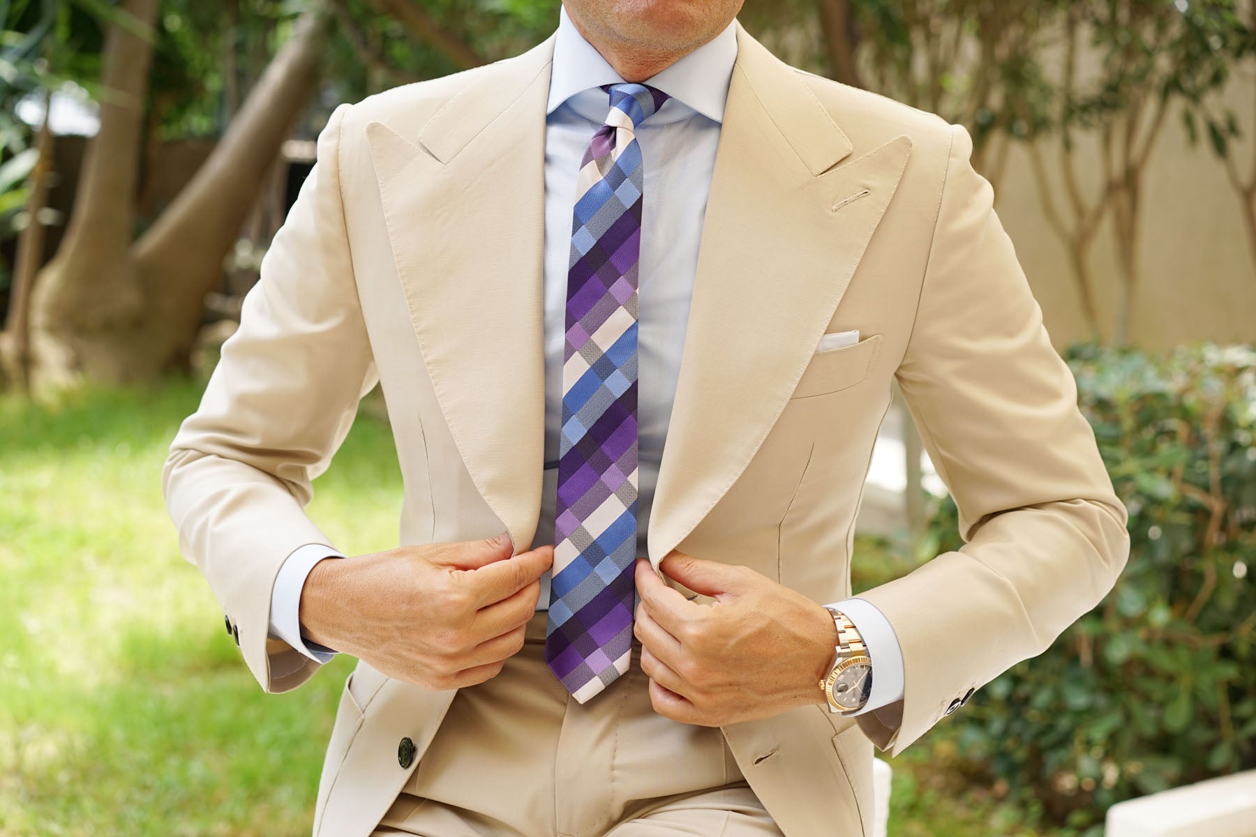 Royal Violet Checkered Skinny Tie