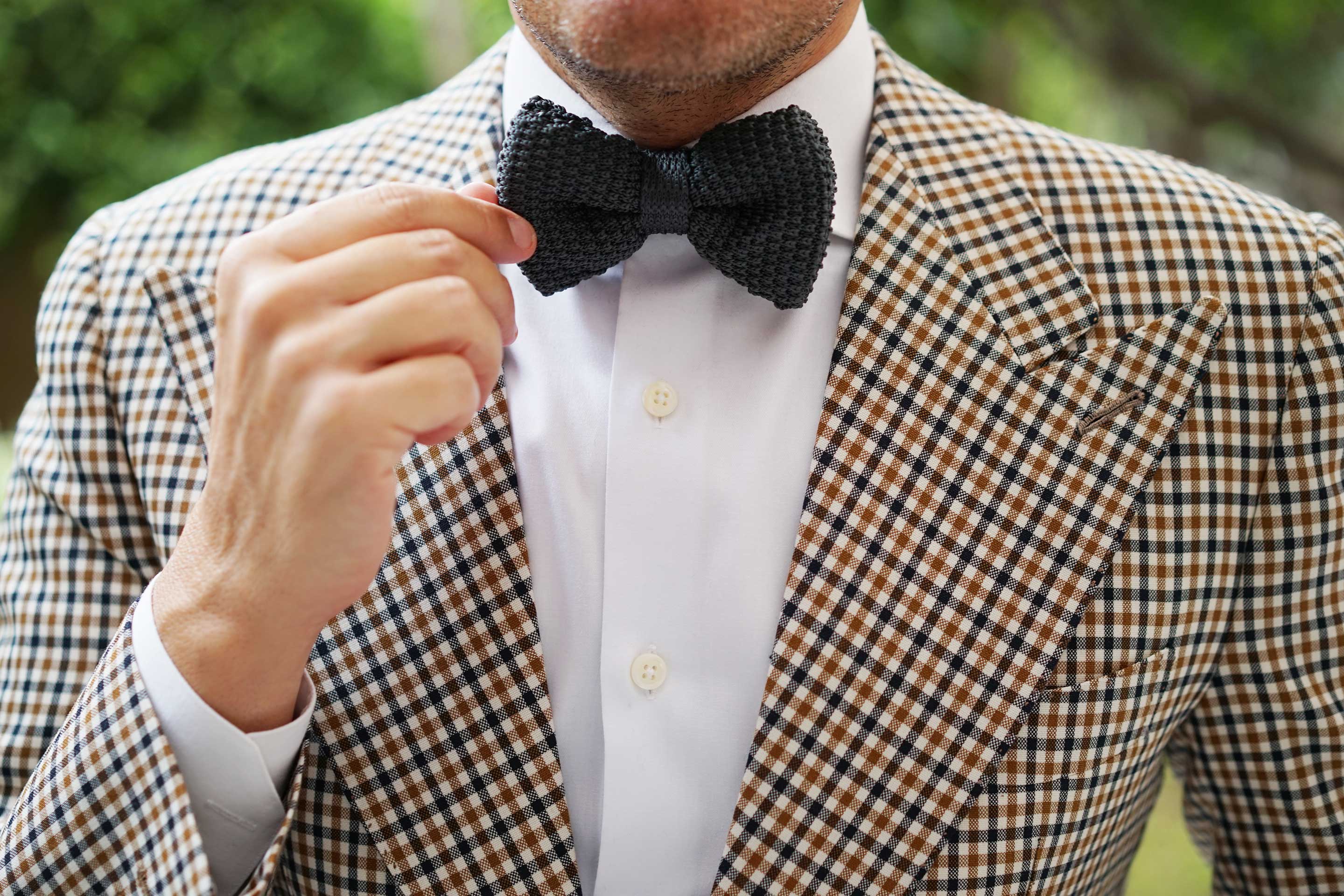 Dark Grey Knitted Bow Tie