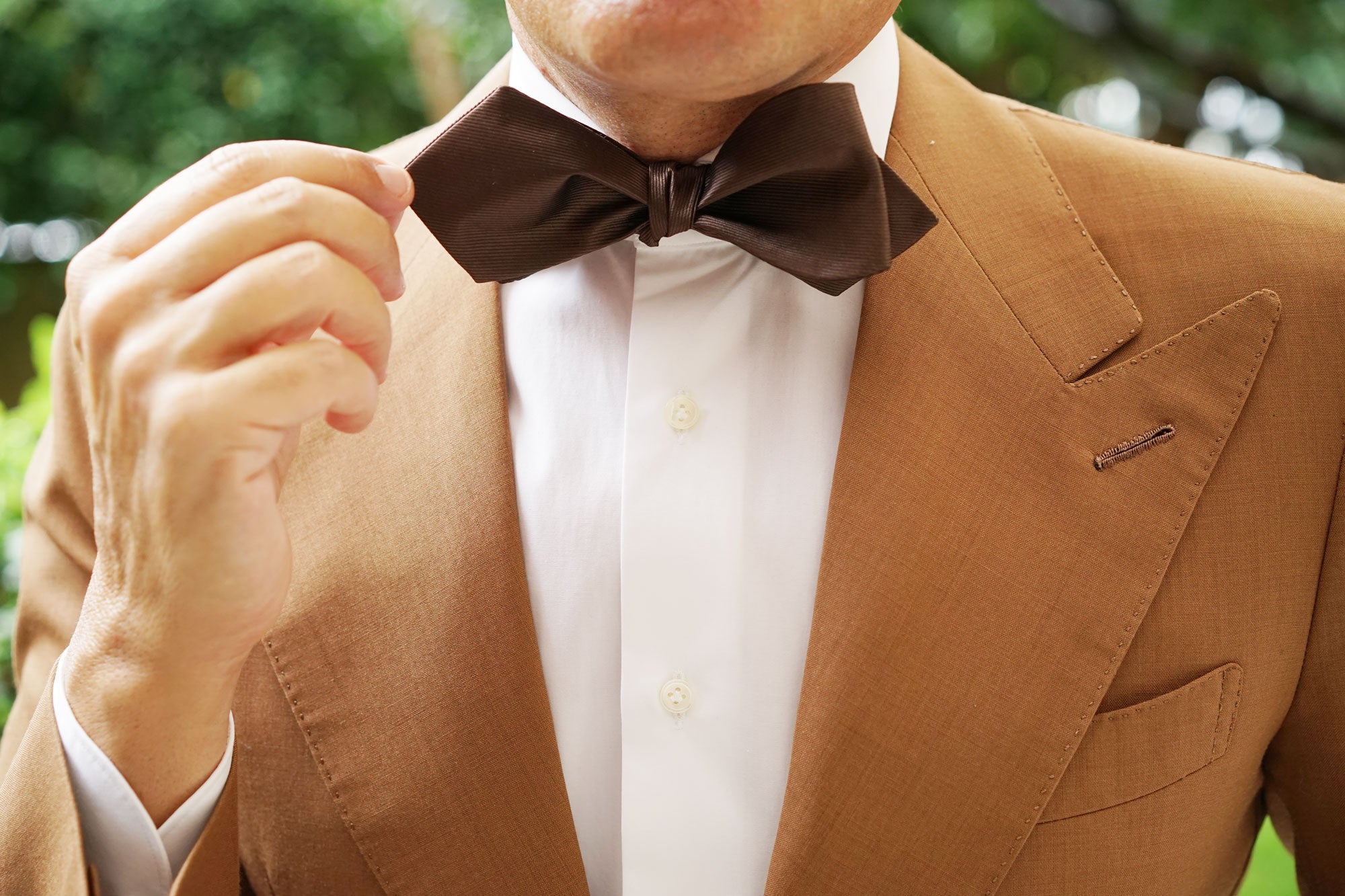 Dark Brown Self Tie Diamond Tip Bow Tie