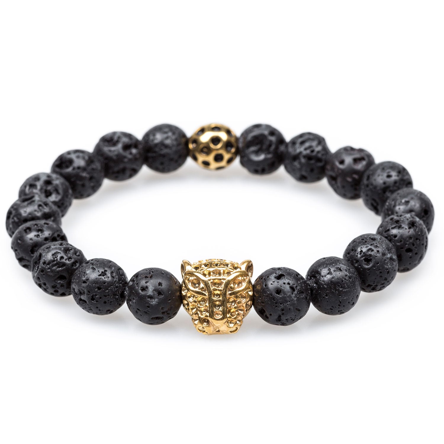 Volcanic Rock Warrior Gold Panther Bracelet