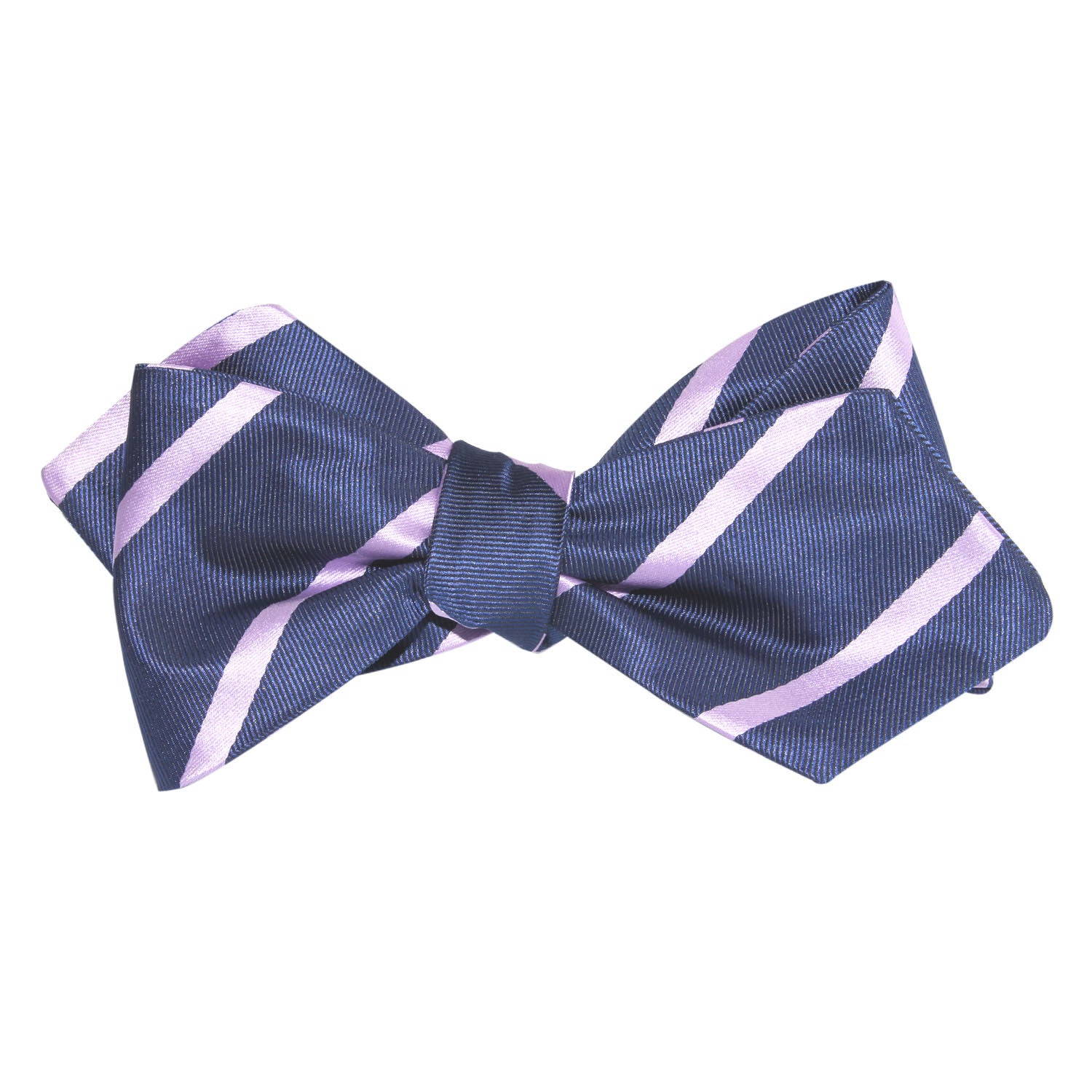 Navy Blue with Lavender Purple Stripes Self Tie Diamond Tip Bow Tie