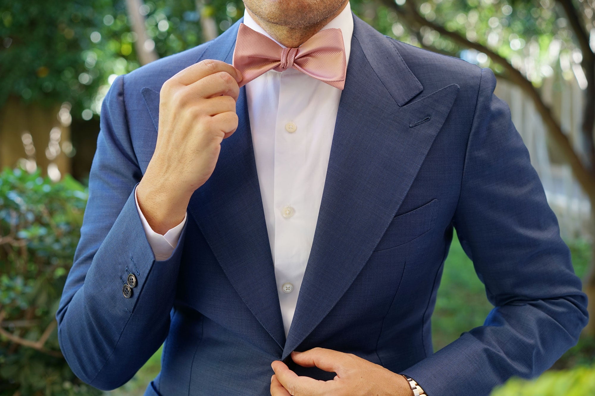 Dusty Blush Pink Twill Self Bow Tie