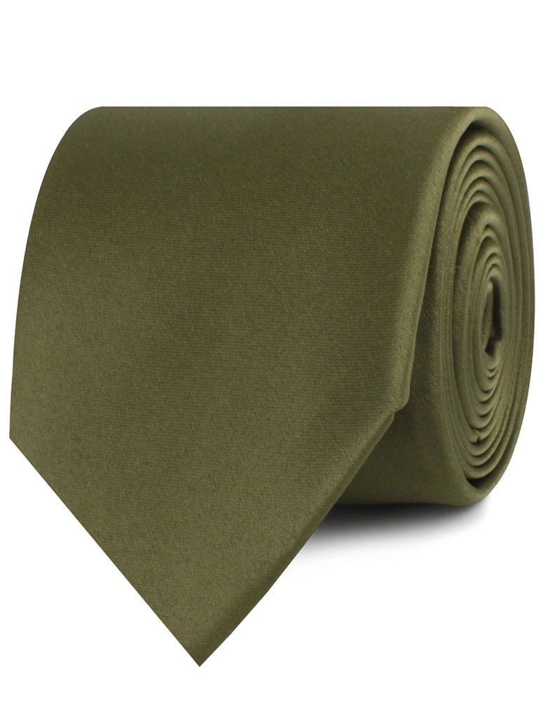 Olive Green Satin Necktie