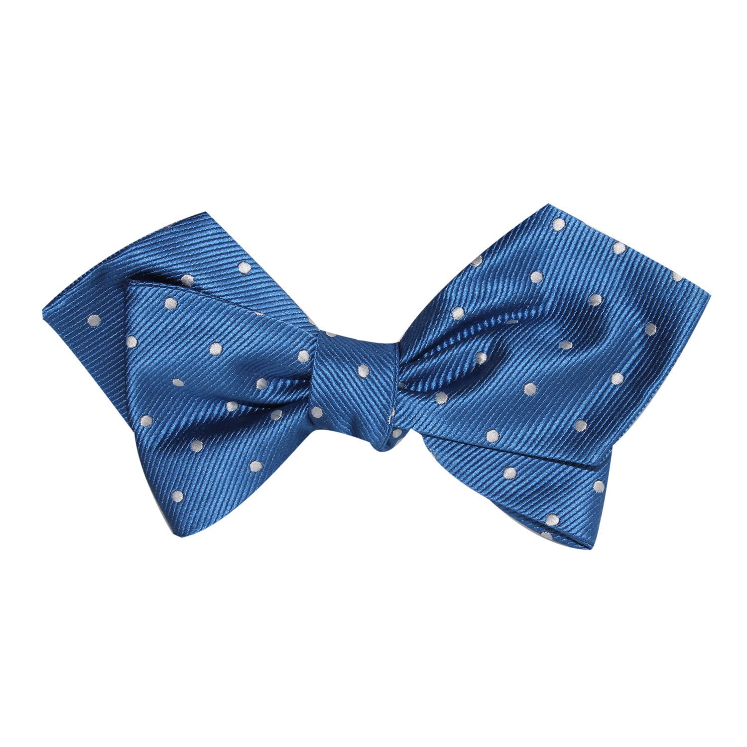 Royal Blue with White Polka Dots Self Tie Diamond Tip Bow Tie