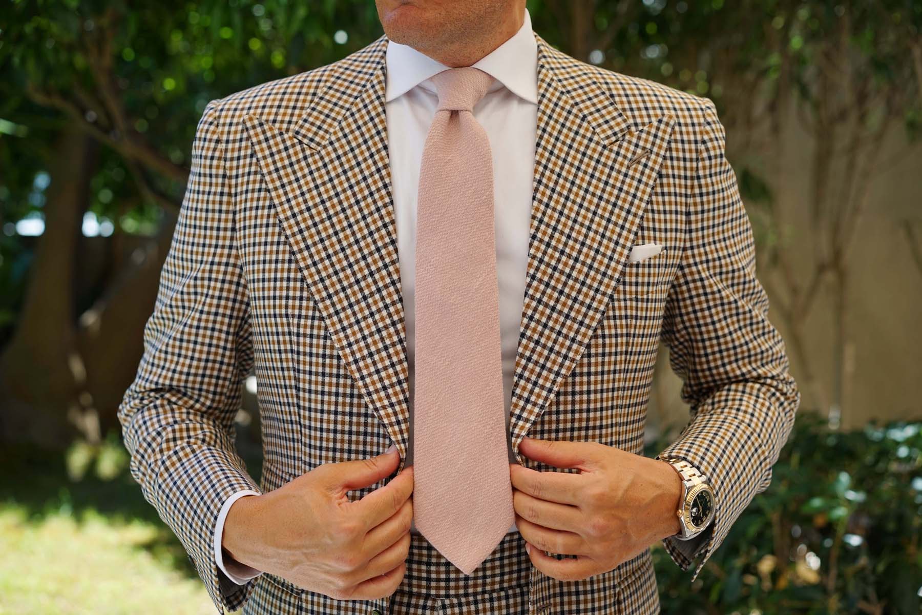 Dusty Beige Pink Linen Necktie