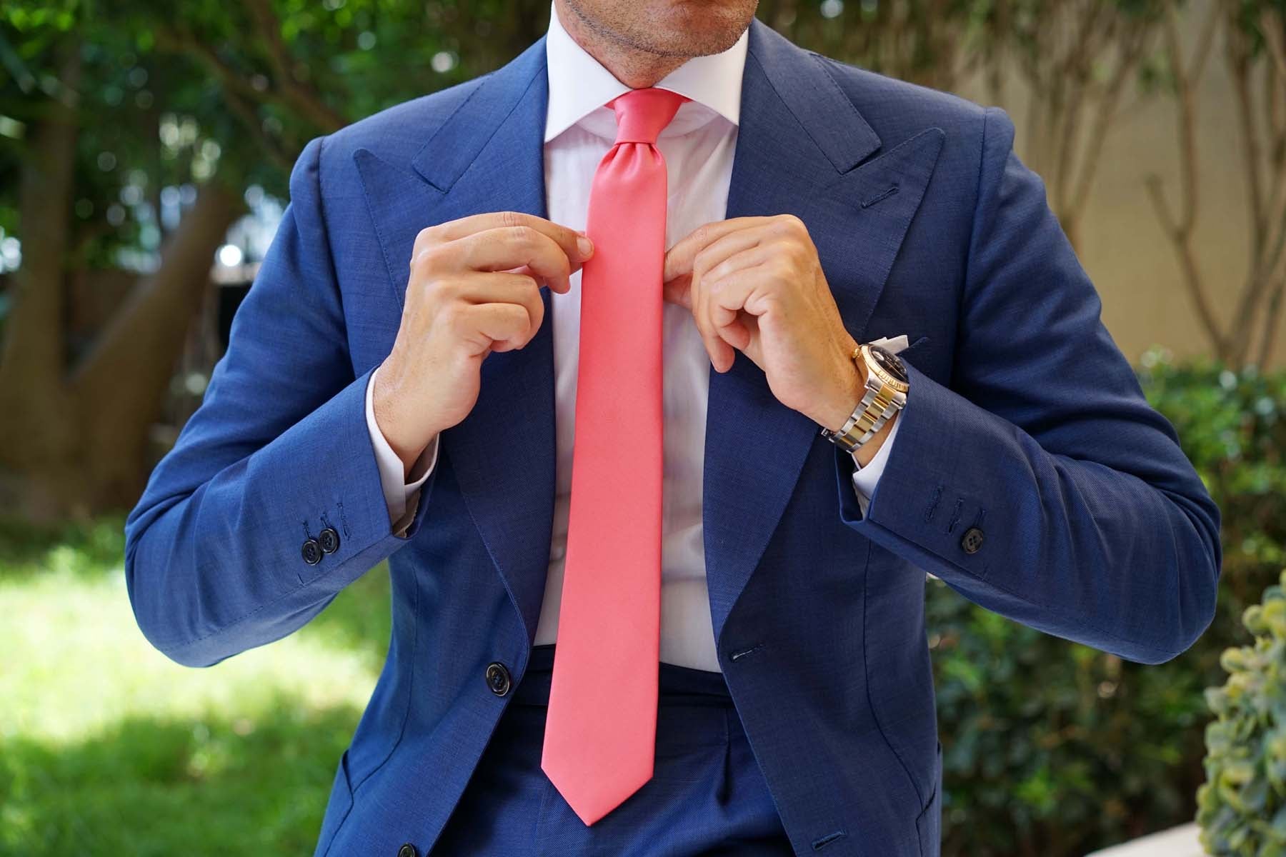 Coral Reef Satin Skinny Tie