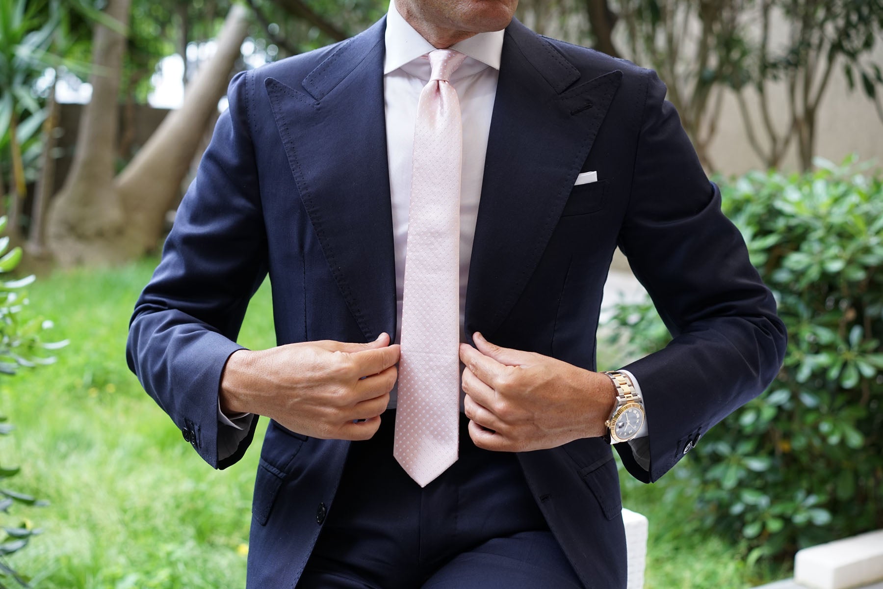 Blush Pink Mini Polka Dots Skinny Tie