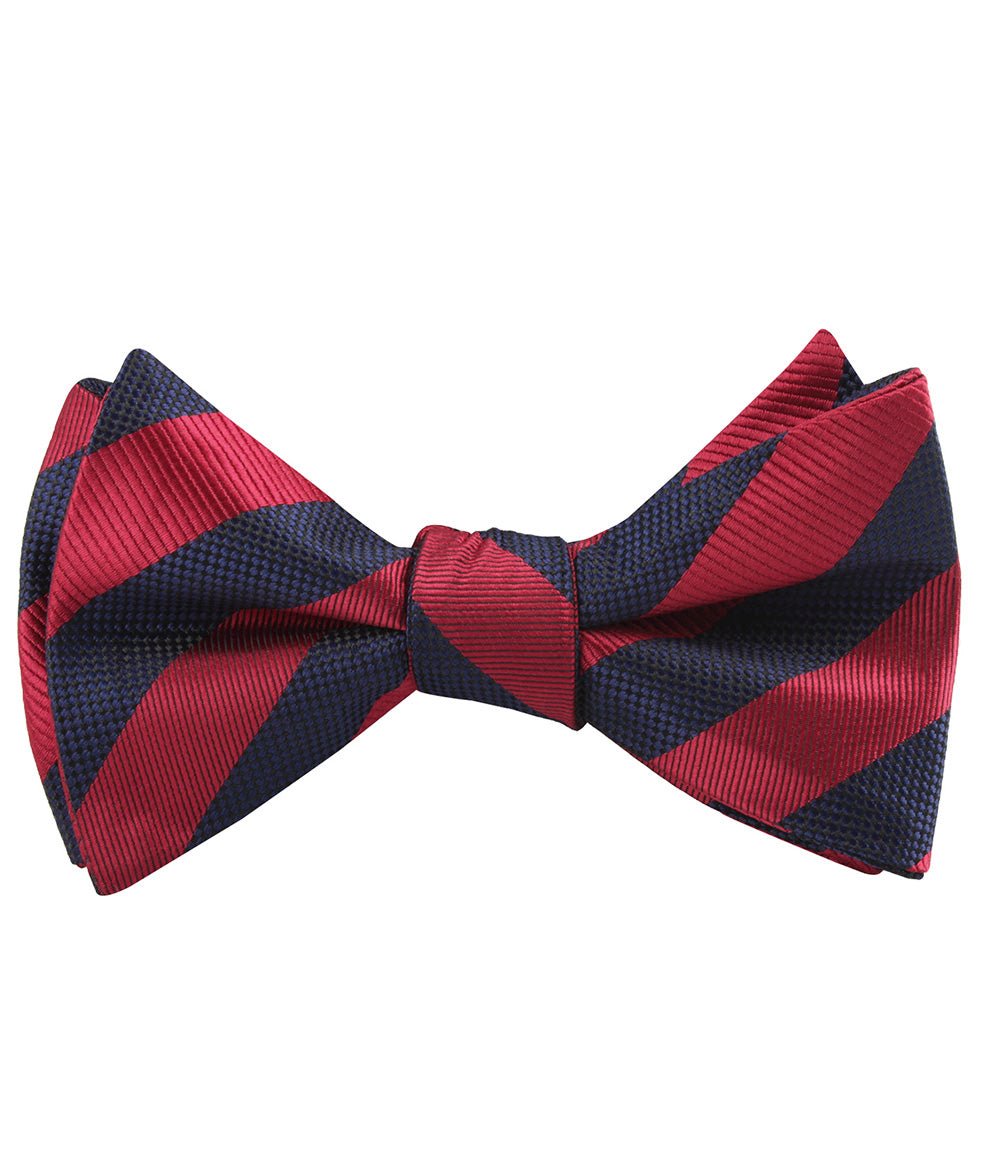 Canterbury Red & Navy Blue Striped Self Bow Tie