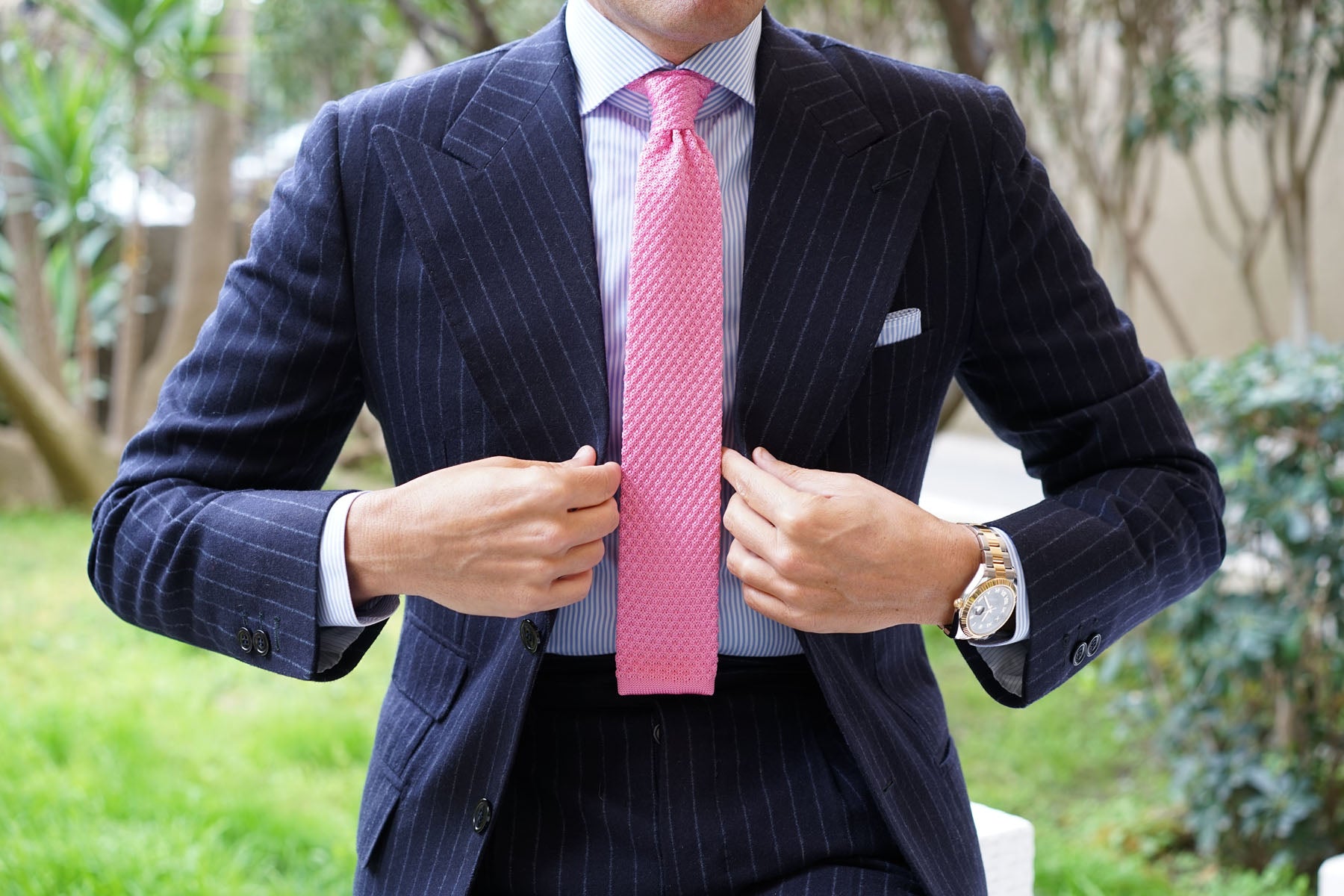 Light Pink Fuchsia Knitted Tie