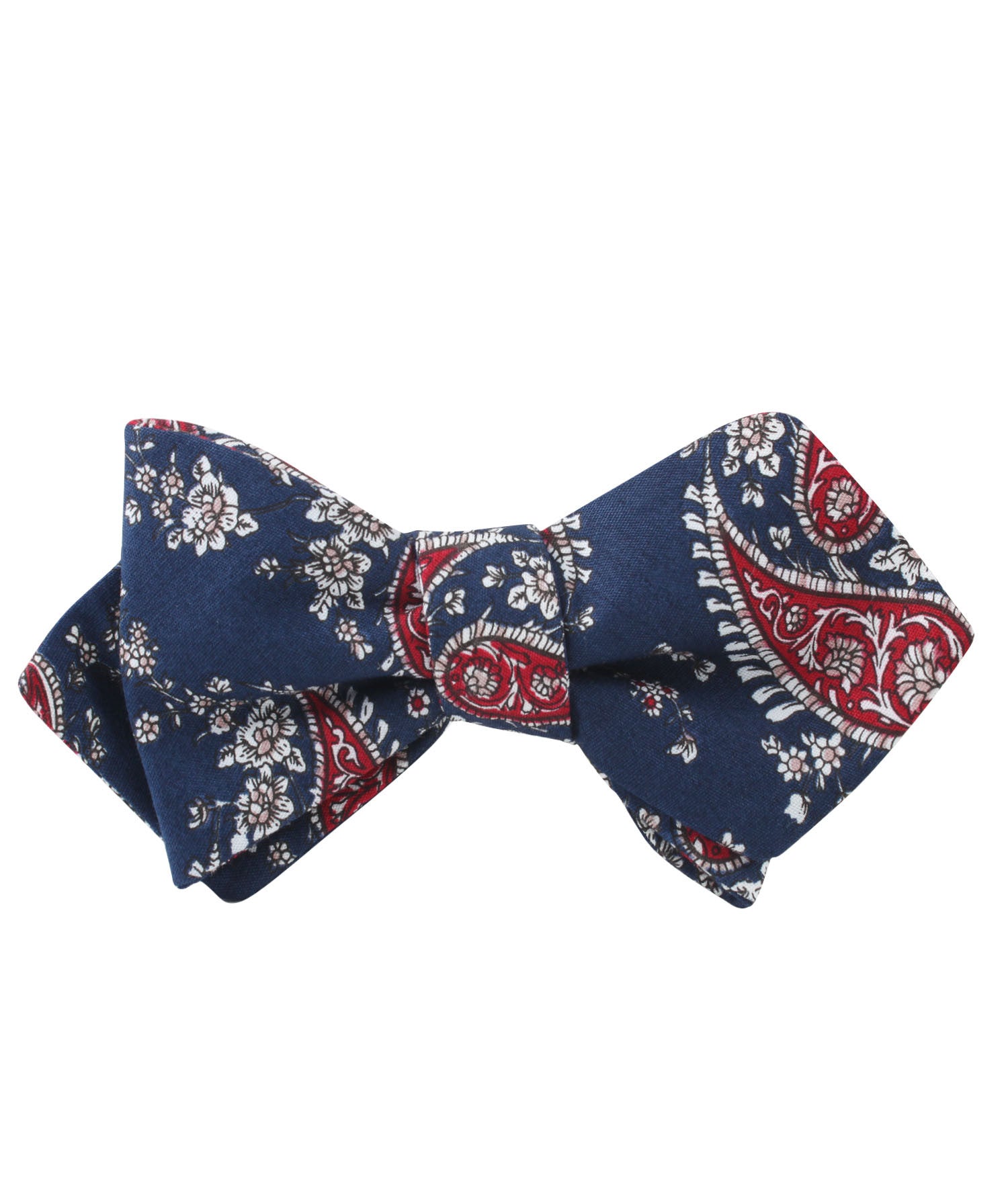 Trasimeno Blue with Red Paisley Diamond Self Bow Tie