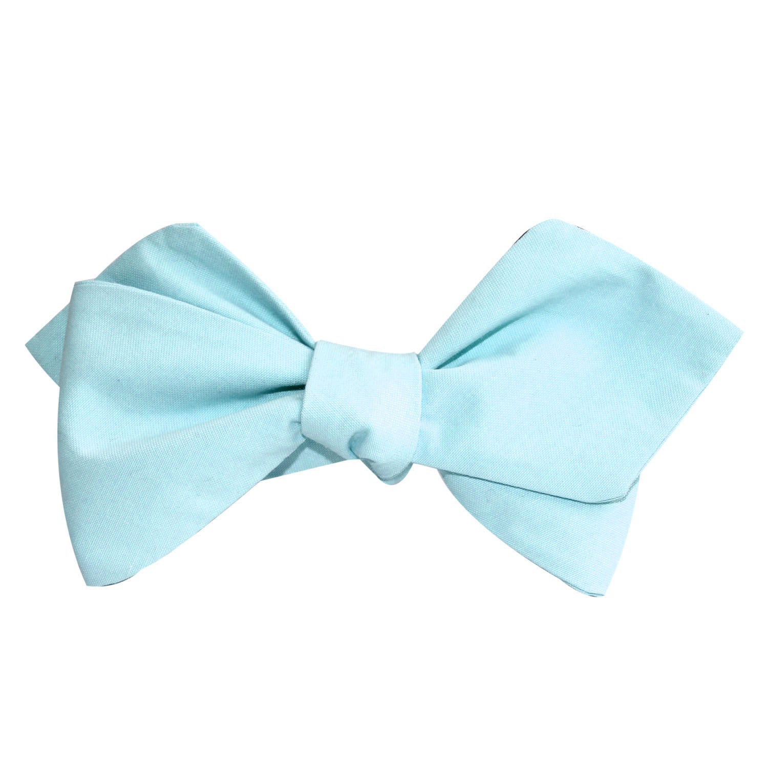 Mint Blue Cotton Self Tie Diamond Tip Bow Tie