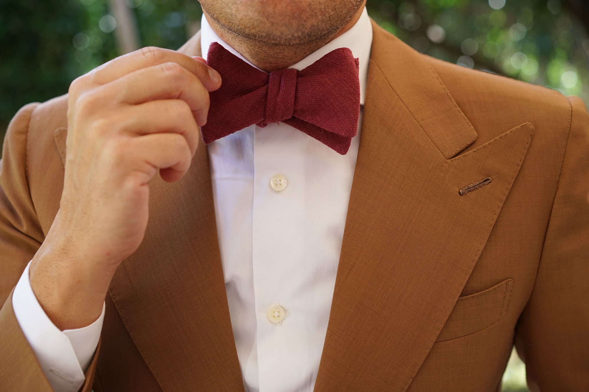 Chianti Maroon Linen Self Bow Tie