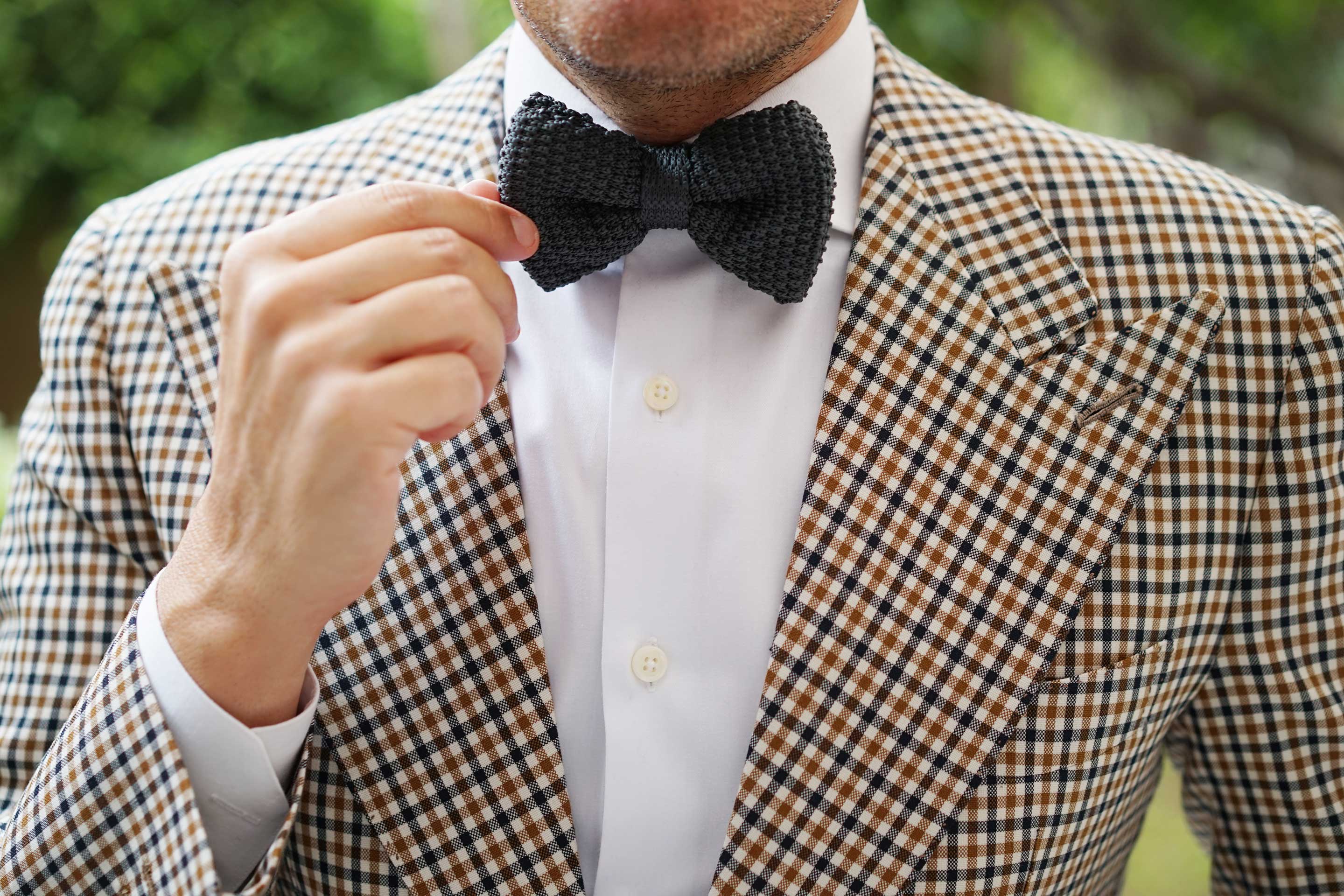 Dark Grey Knitted Bow Tie