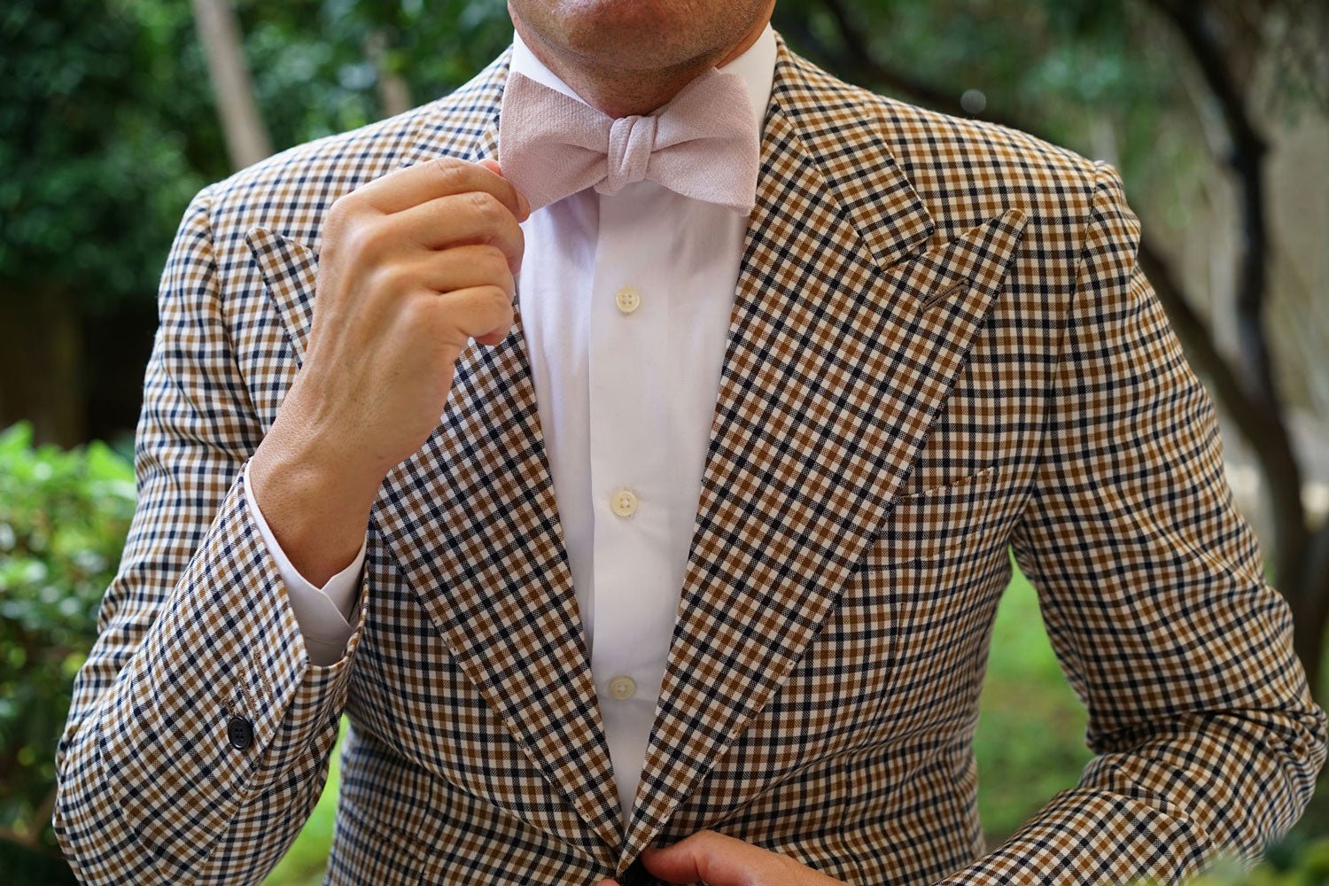 Maldivian Blush Pink Linen Self Bow Tie