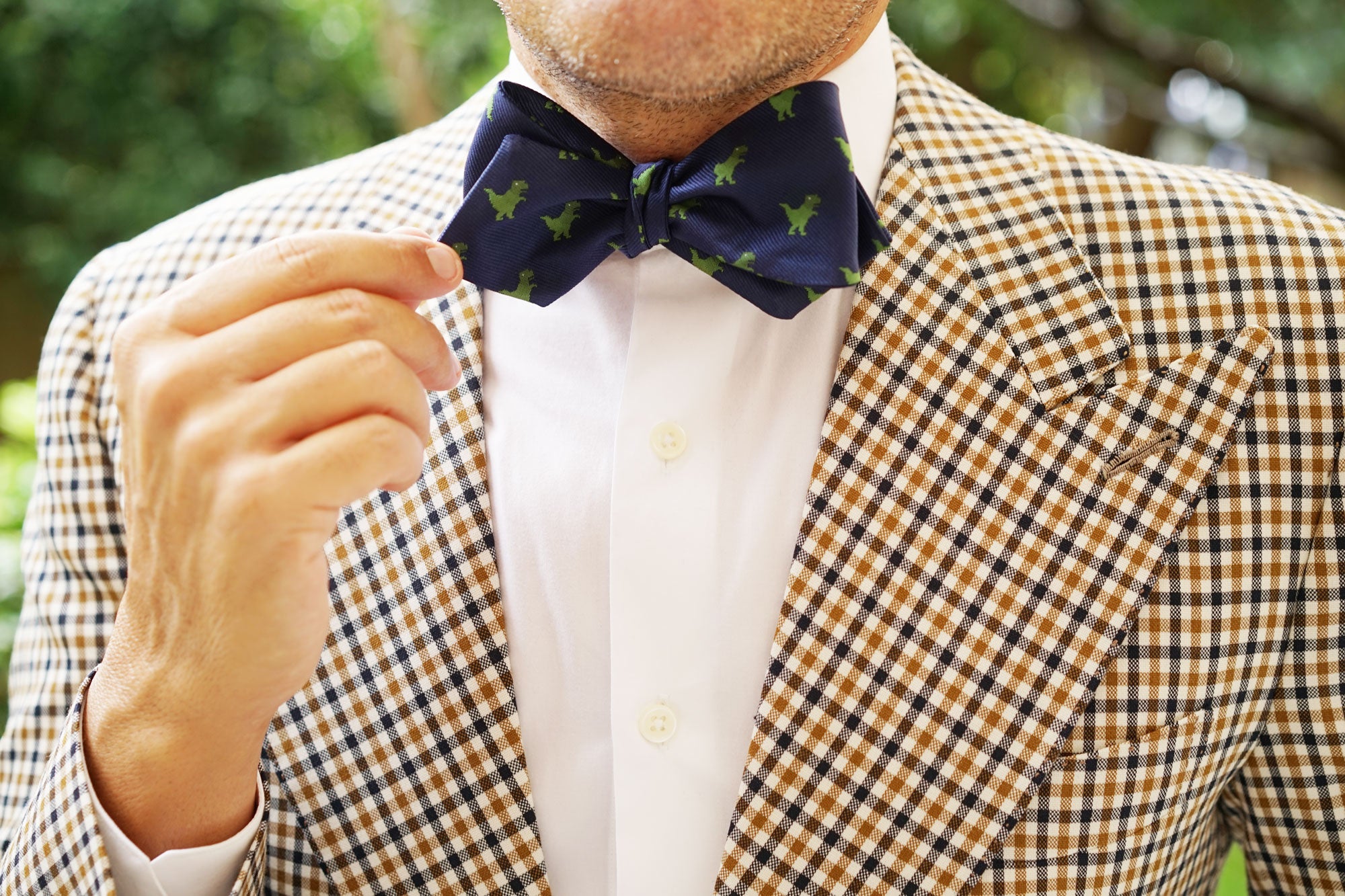 T-Rex Pixel Dinosaur Diamond Self Bow Tie