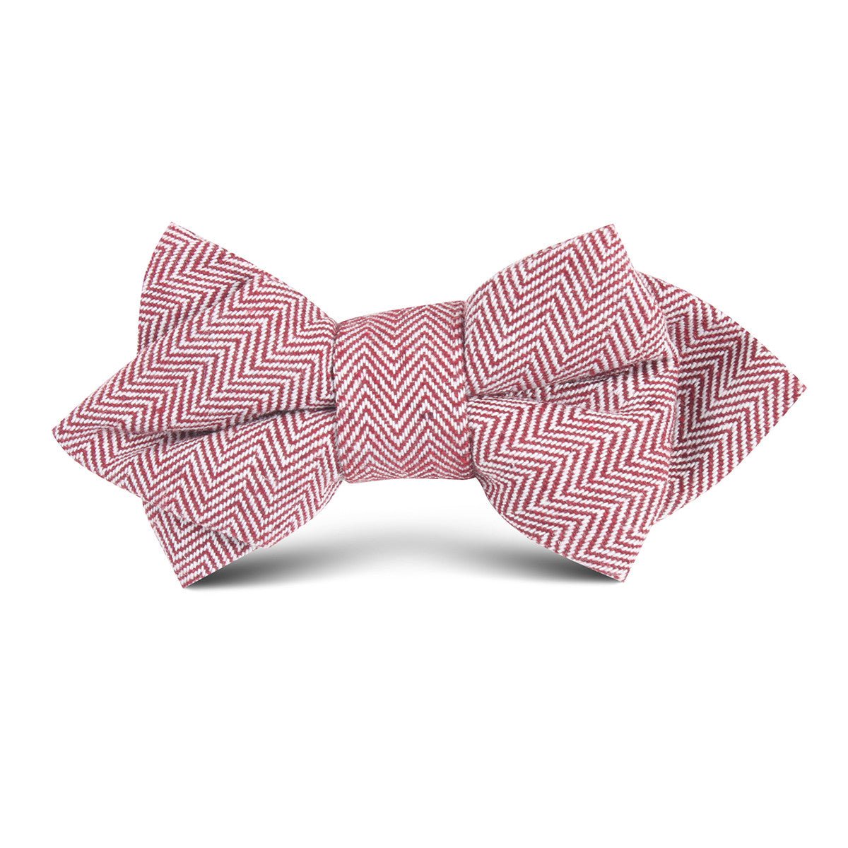 Maroon Herringbone Linen Kids Diamond Bow Tie