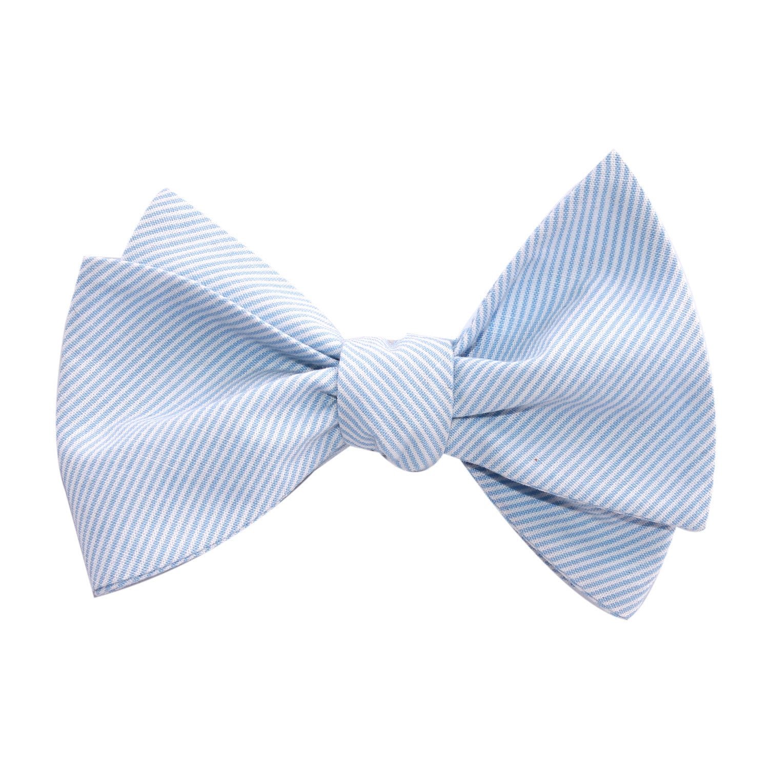 Light Blue and White Pinstripes Cotton Self Tie Bow Tie