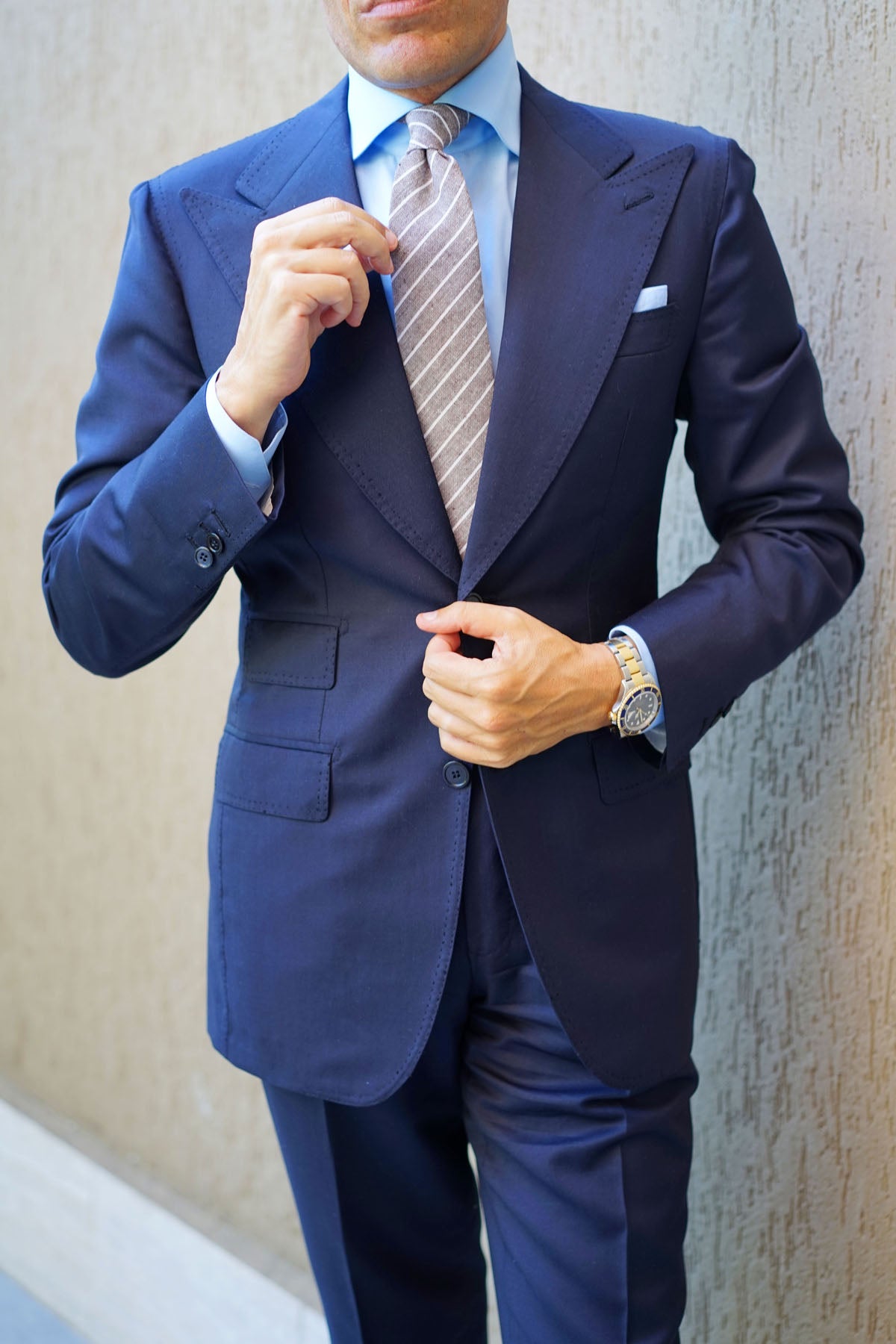 Mocha Brown Pinstripe Linen Tie