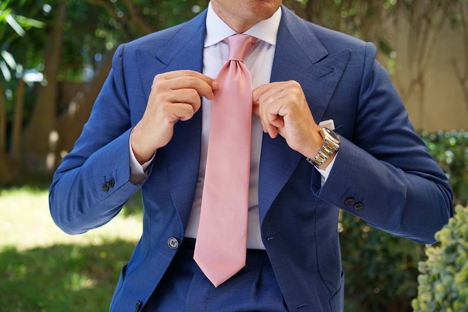 Dusty Blush Pink Satin Necktie