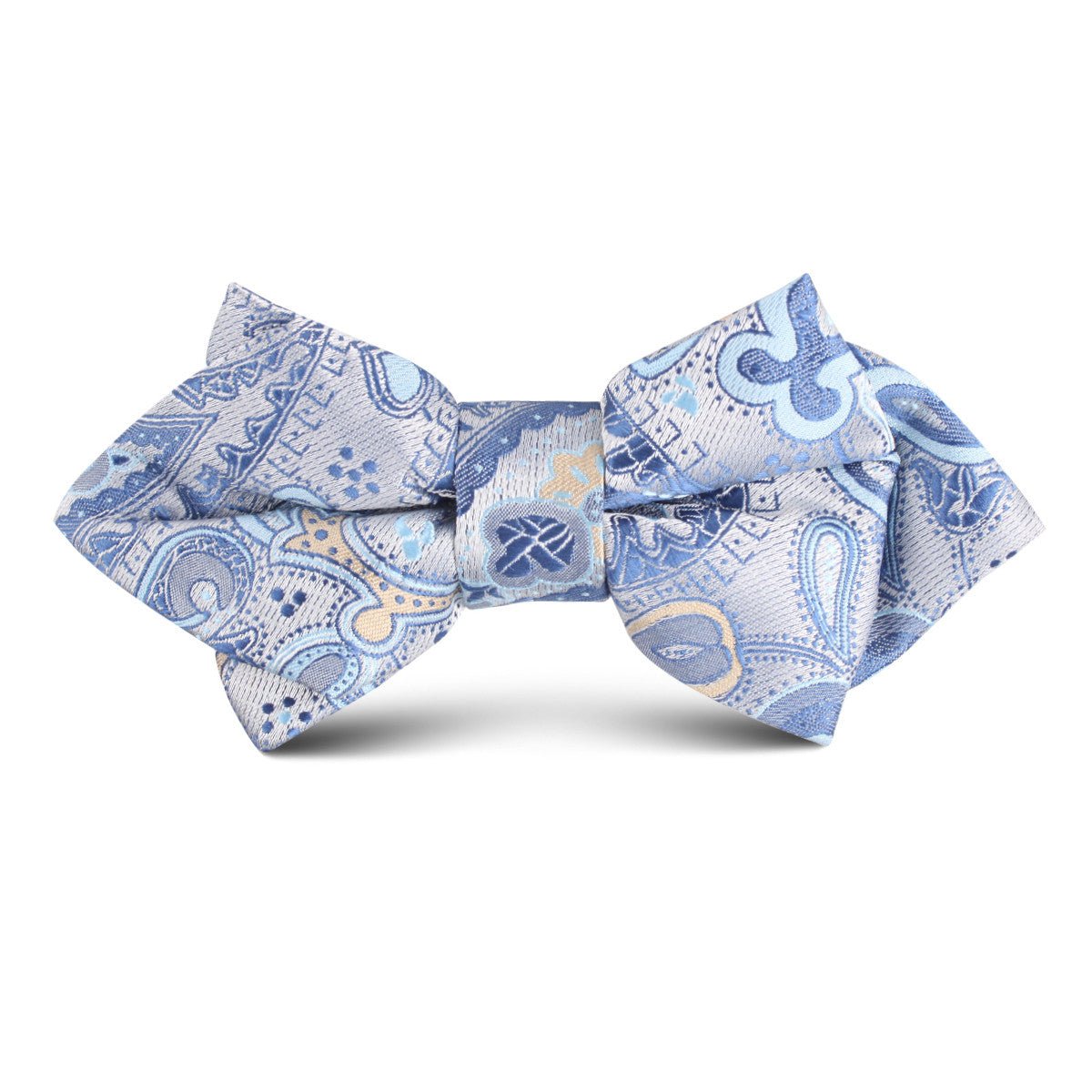 Paisley Silver with Light Blue Kids Diamond Bow Tie