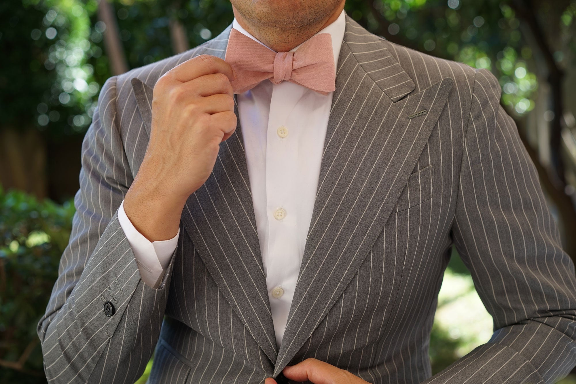 Paris Blush Pink Textured Vintage Linen Self Bow Tie