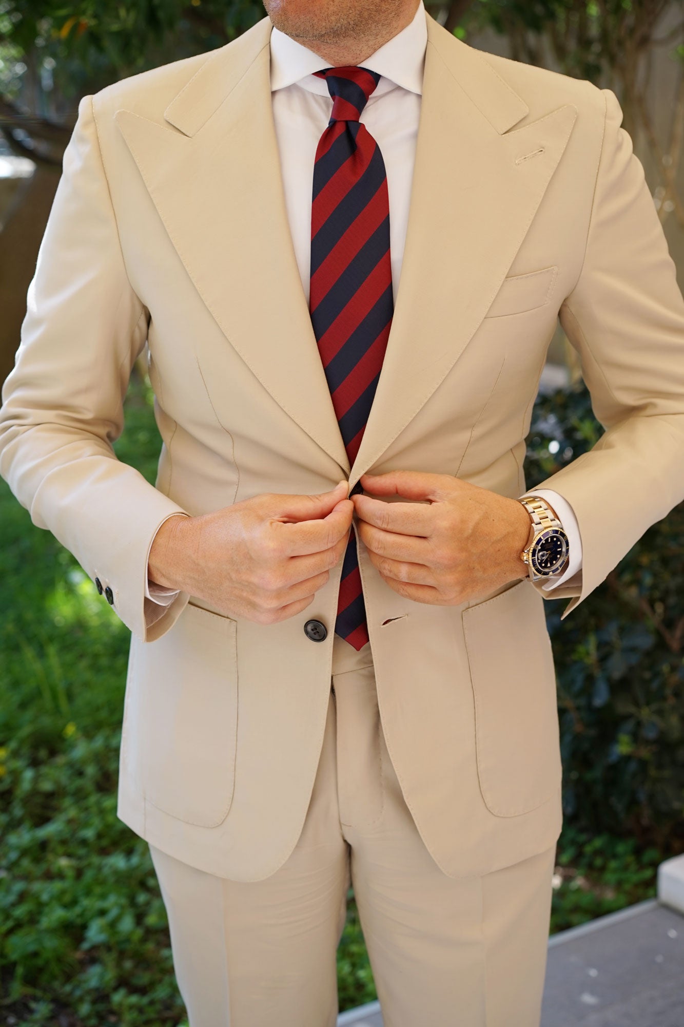 Burgundy & Navy Blue Stripes Tie