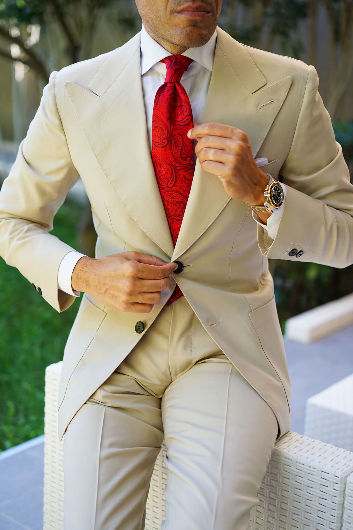 Paisley Red Maroon with Black Tie