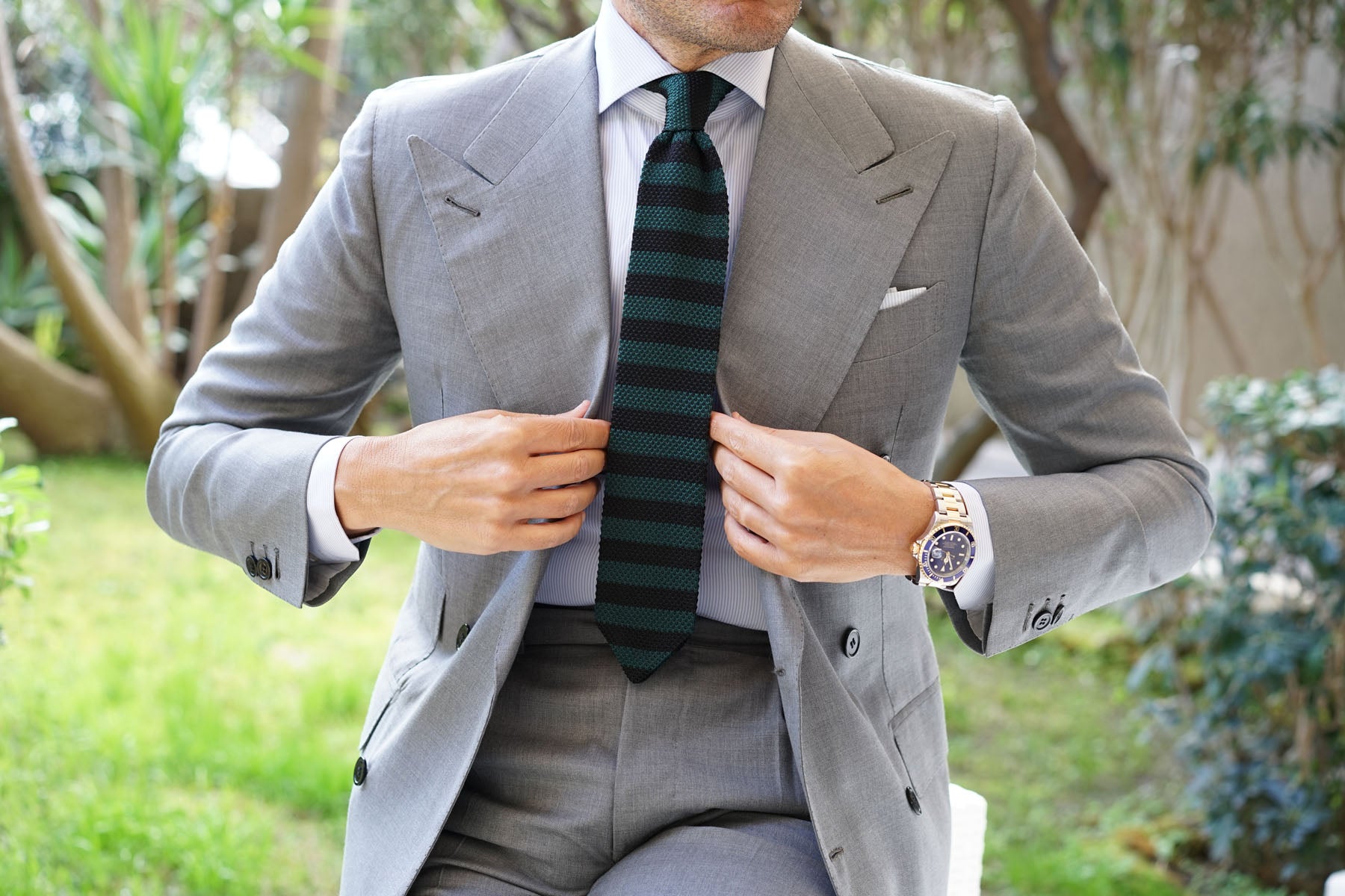 Green Mamba Striped Knitted Tie