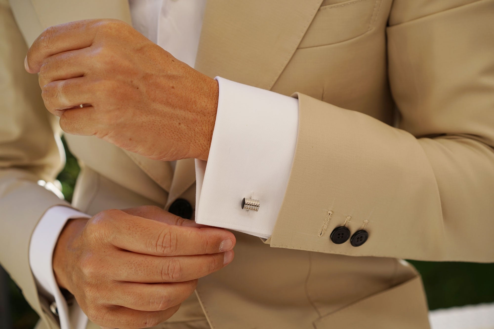 Silver Ribbed Cufflinks