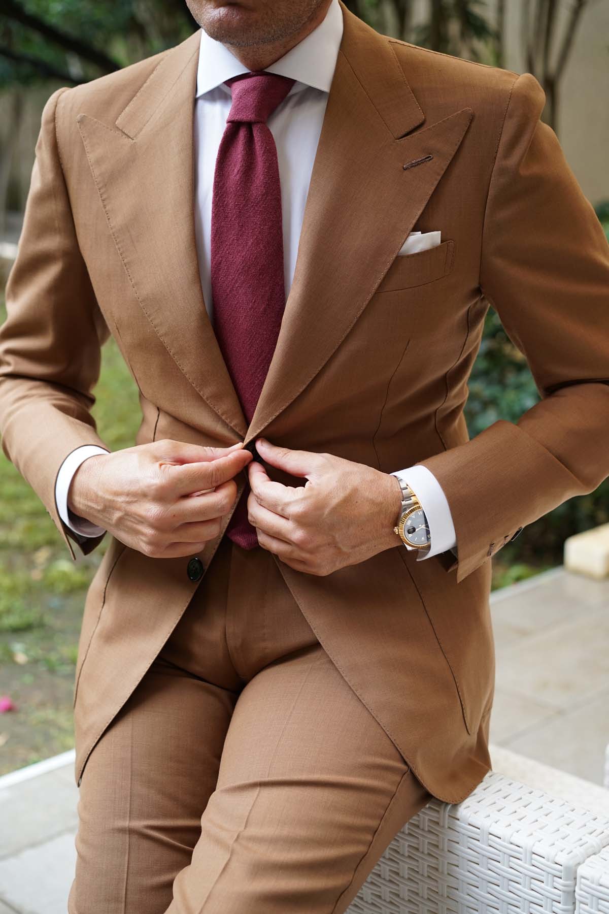 Chianti Maroon Linen Necktie