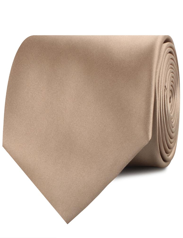 Nude Brown Satin Necktie