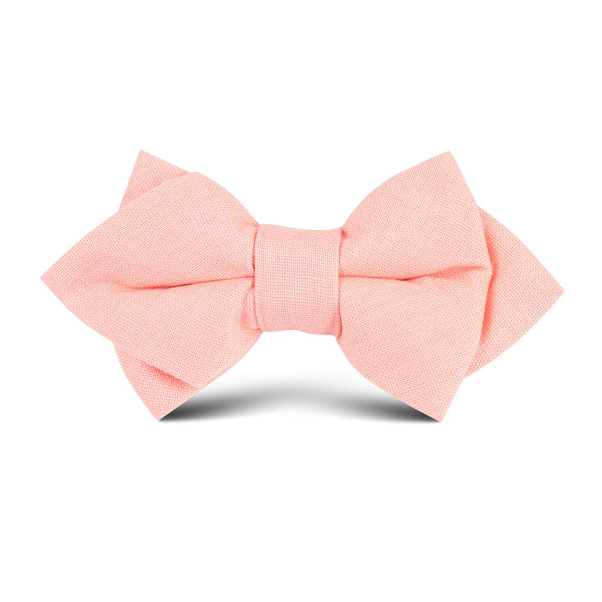 Apricot Peach Slub Linen Kids Diamond Bow Tie