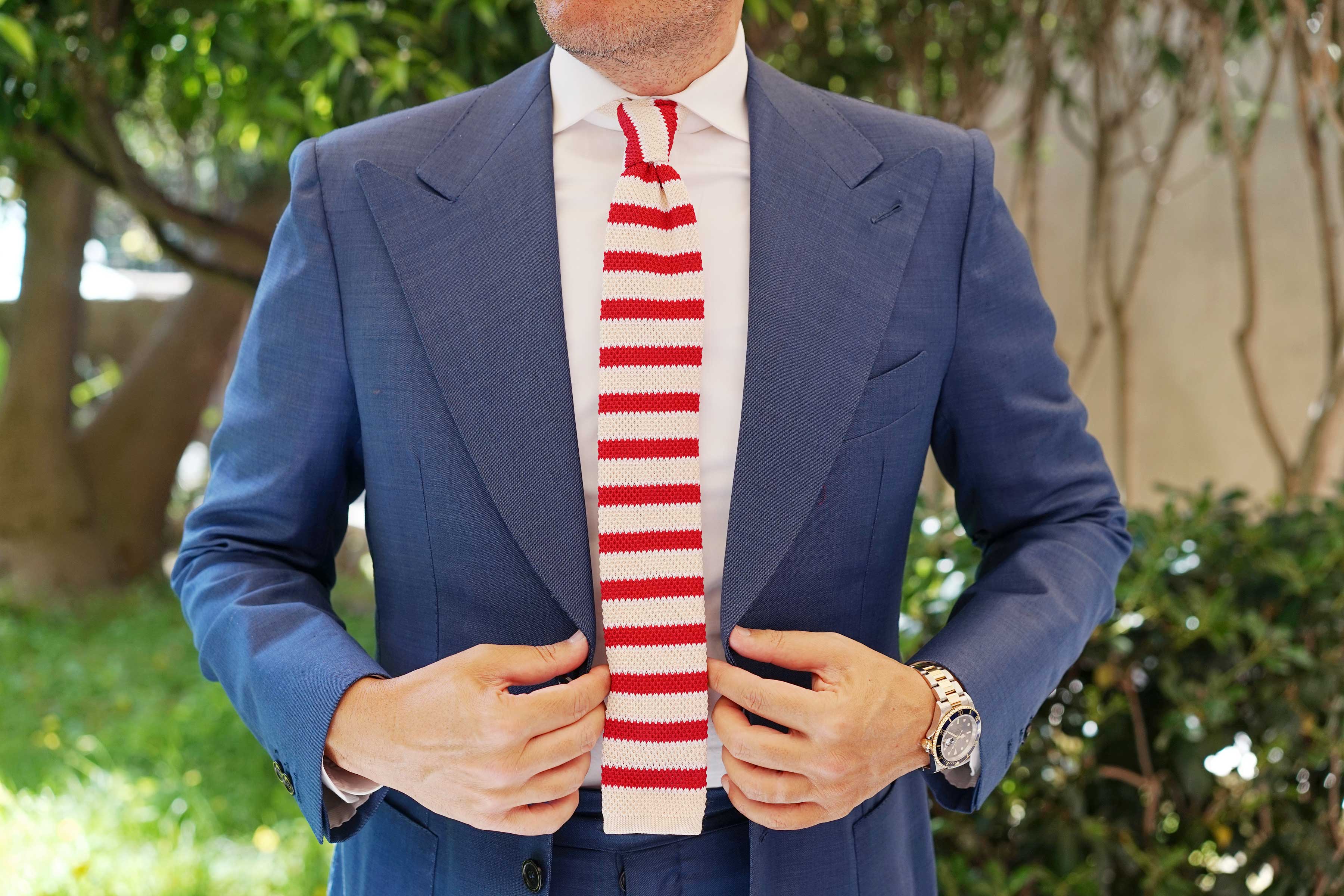 Mark Hanna Red Striped Knitted Tie