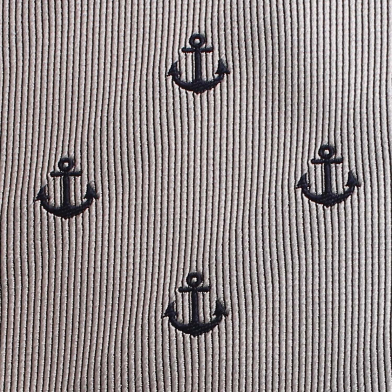 The OTAA Light Grey with Navy Blue Anchors Self Tie Diamond Tip Bow Tie