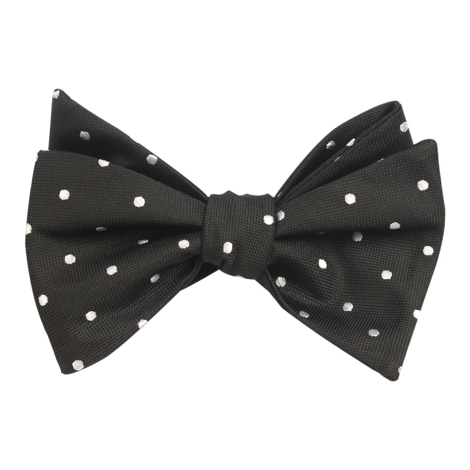 Coal Black with White Polka Dots Self Tie Bow Tie