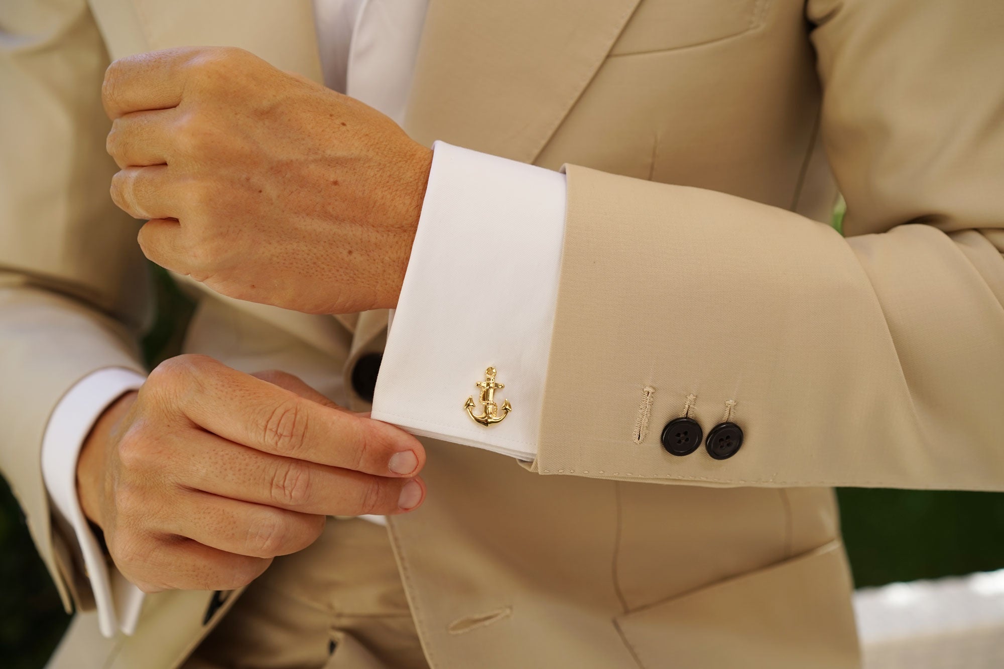 Gold Anchor Rope Cufflinks