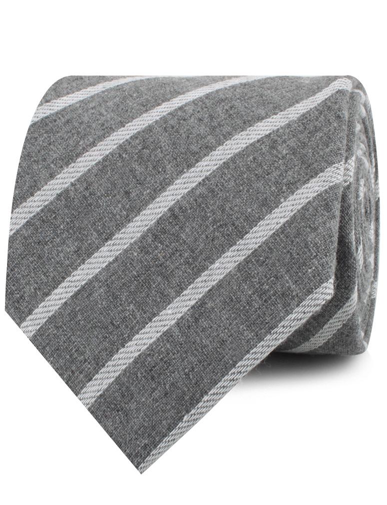 Galileo Pewter Grey Striped Linen Necktie