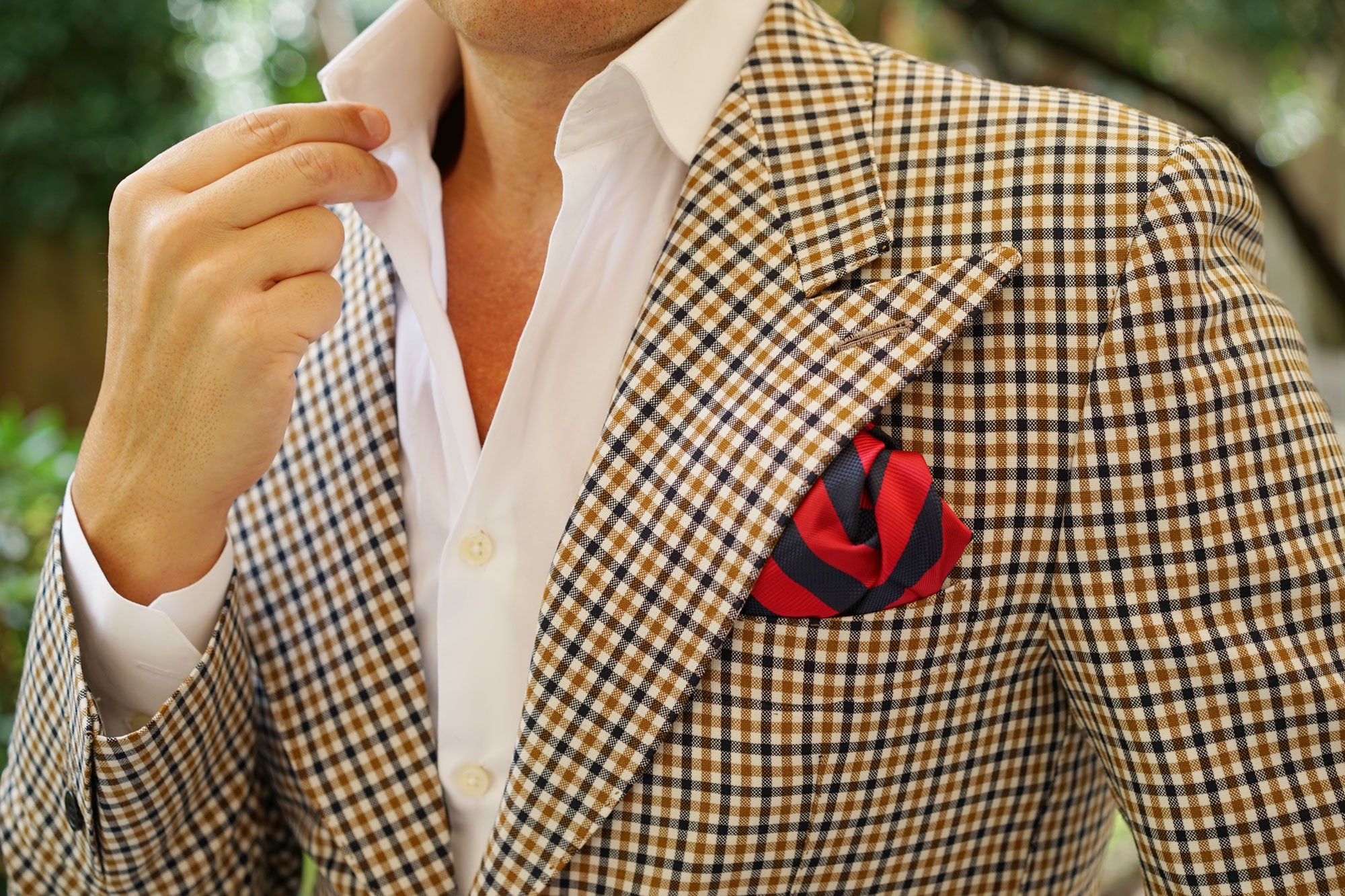 Canterbury Red & Navy Blue Striped Pocket Square