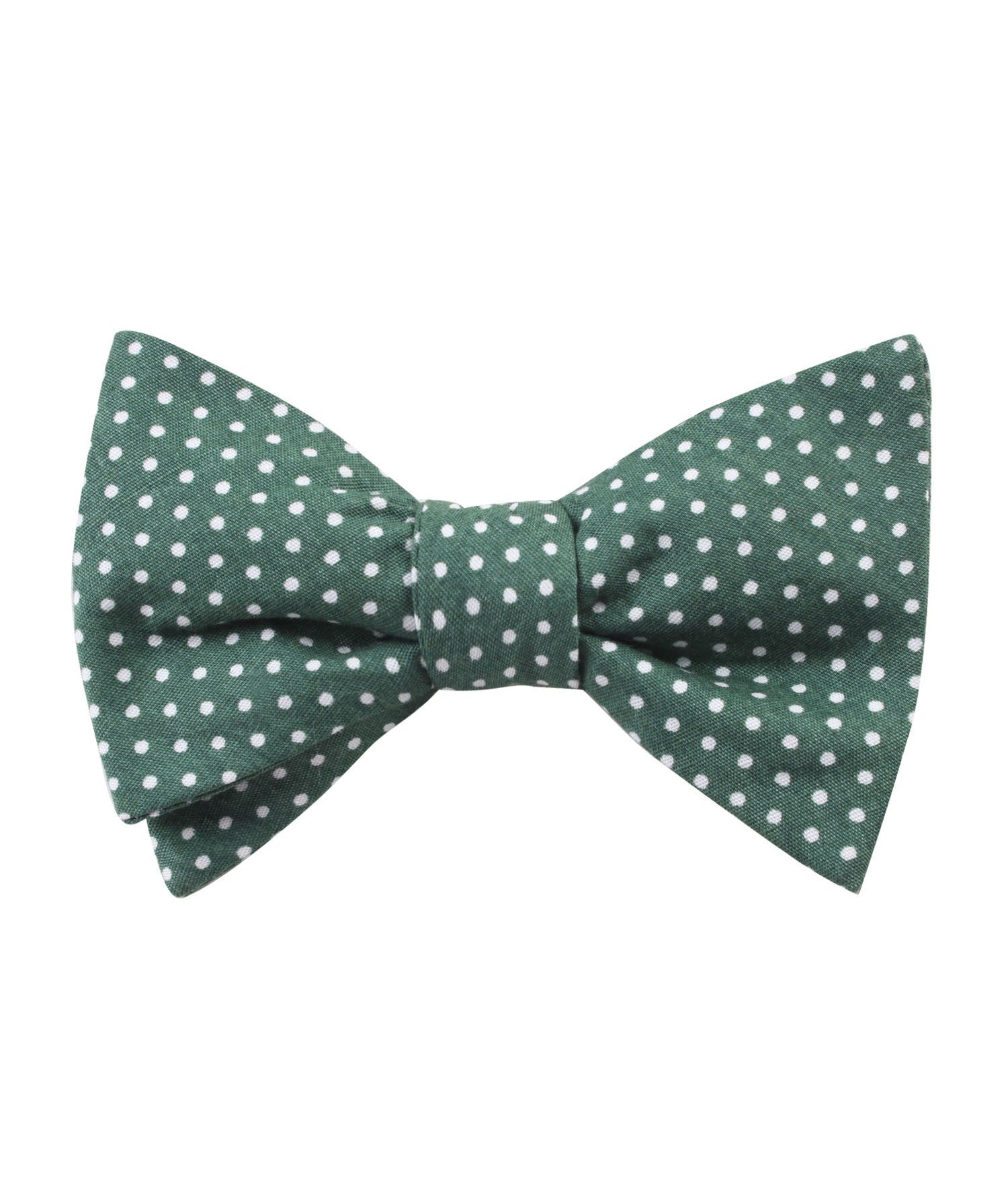 Olive Green Polka Dot Cotton Self Bow Tie