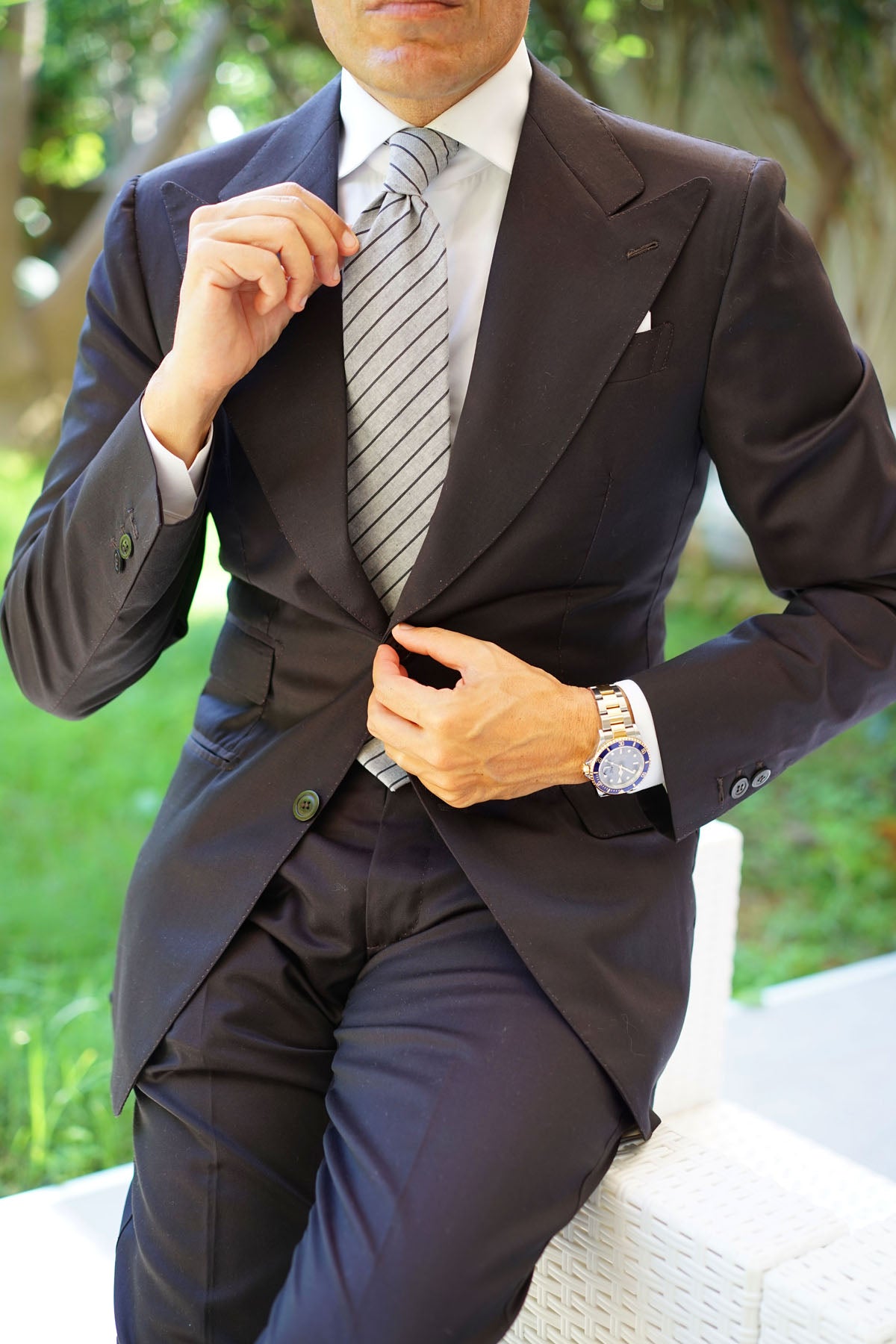 Ash Gray Pinstripe Tie