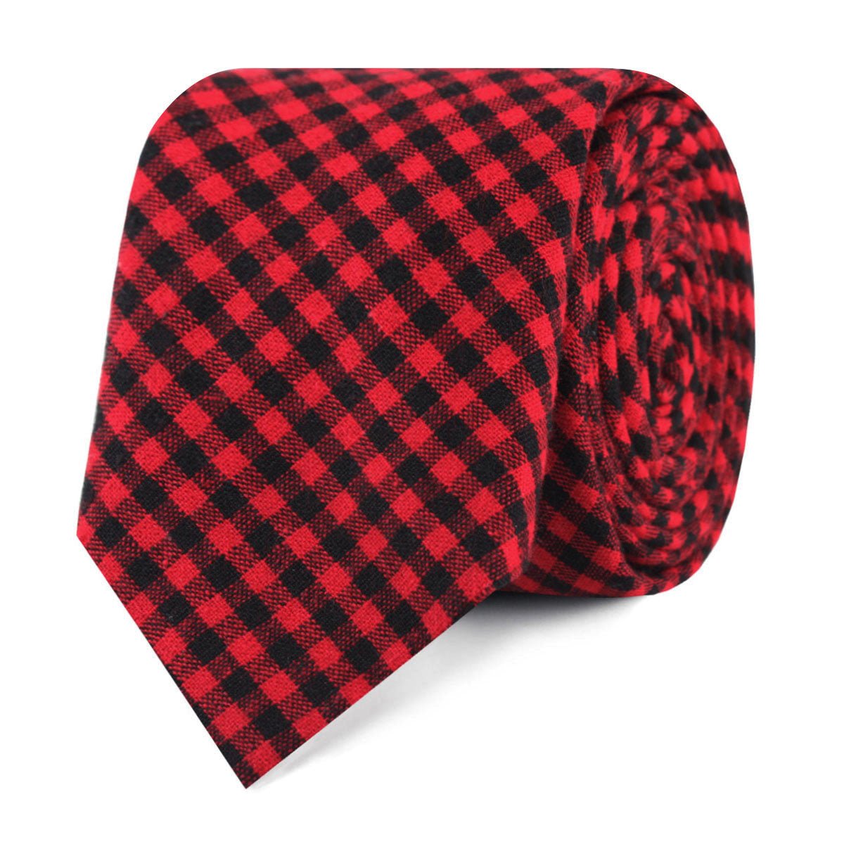 Red Belfast Gingham Skinny Tie