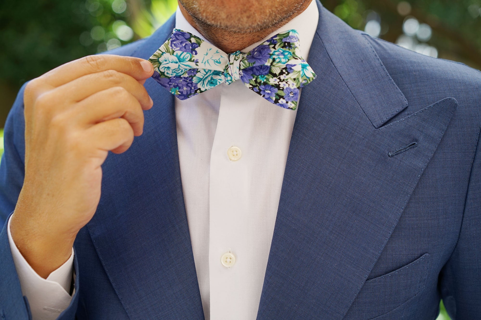 Pianosa Purple Floral Diamond Self Bow Tie