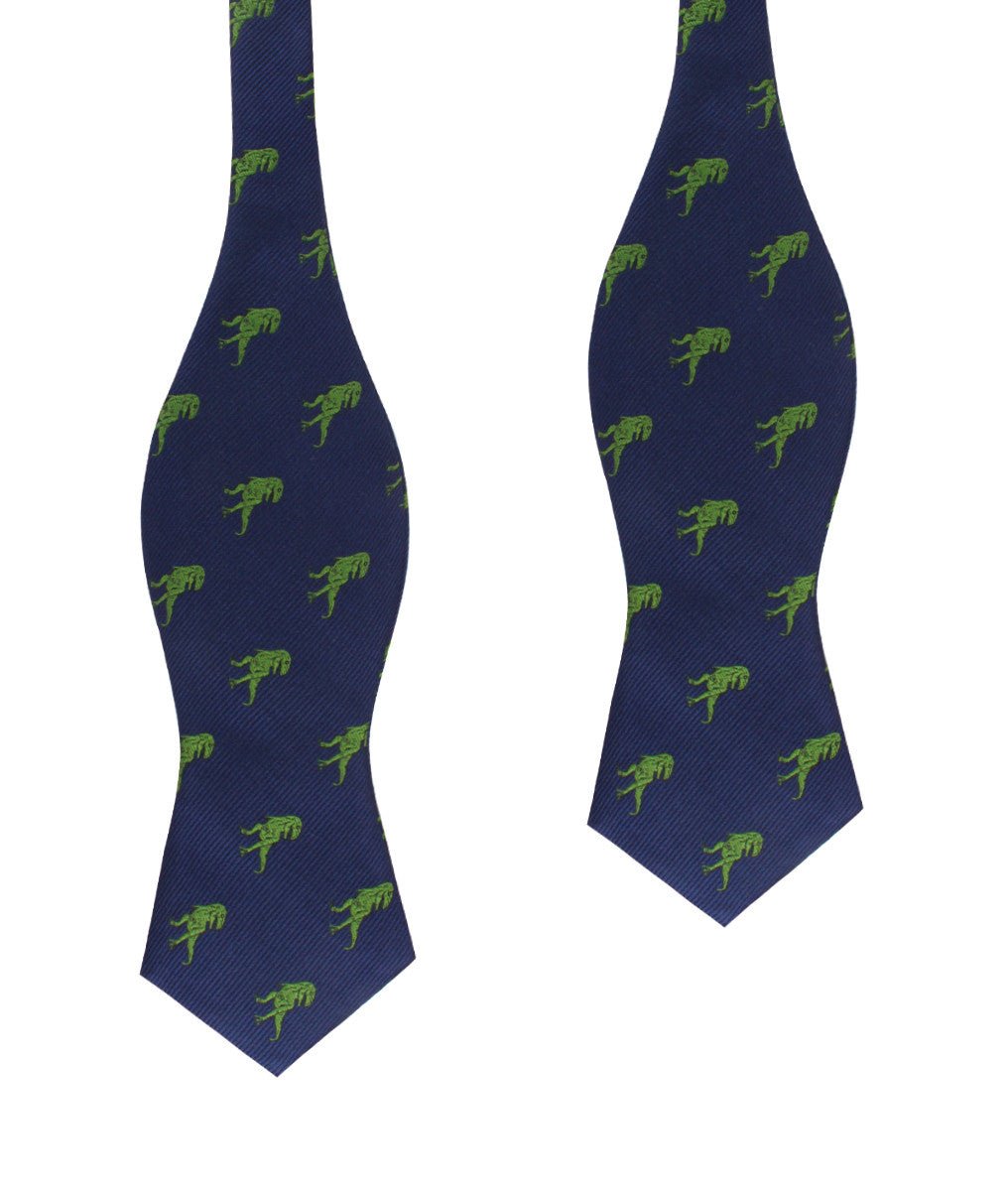 Green T-Rex Dinosaur Diamond Self Bow Tie