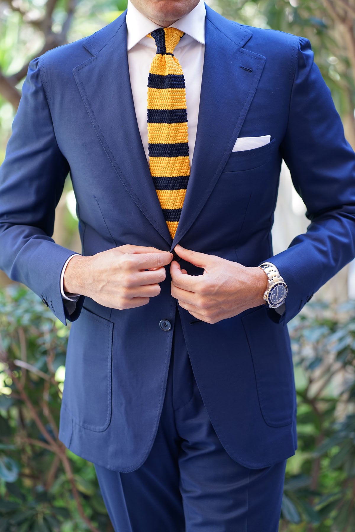 Pineapple Yellow Striped Knitted Tie