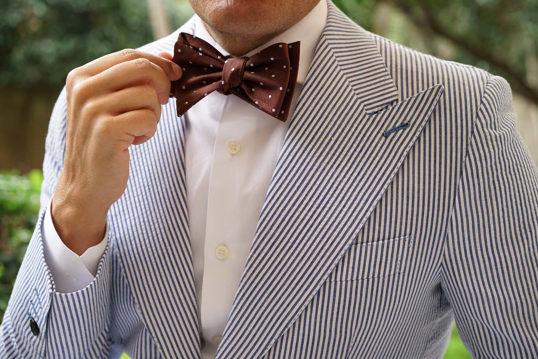 Desert Brown Polka Dots Self Bow Tie