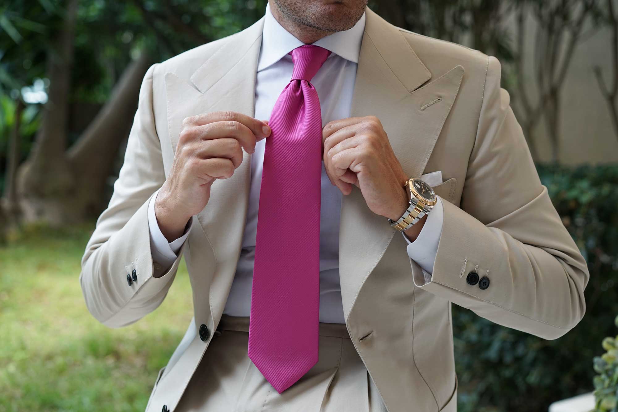 Fuchsia Pink Twill Necktie