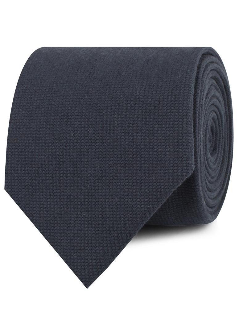 land Navy Blue Linen Necktie