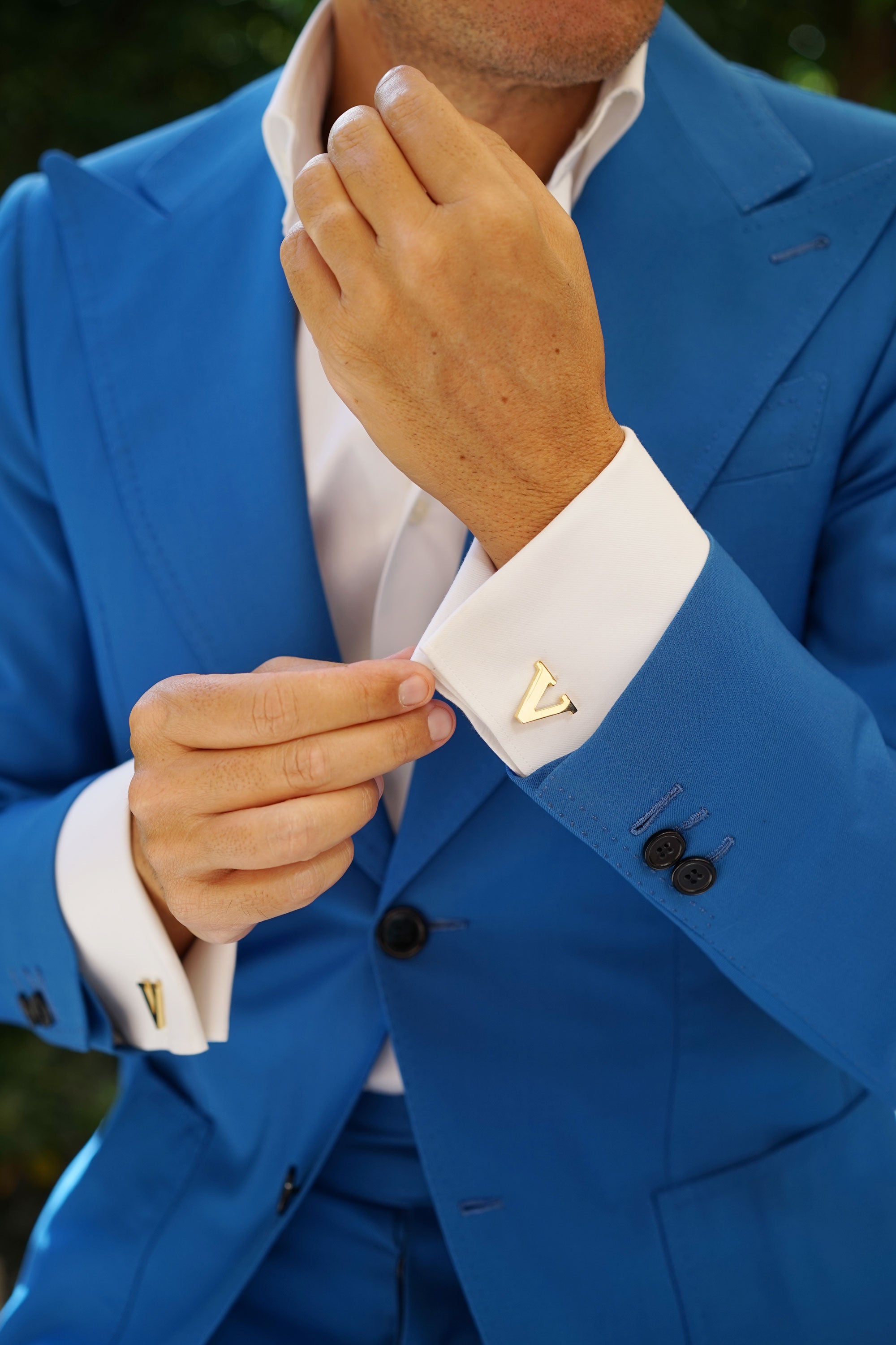 Letter V Gold Cufflinks